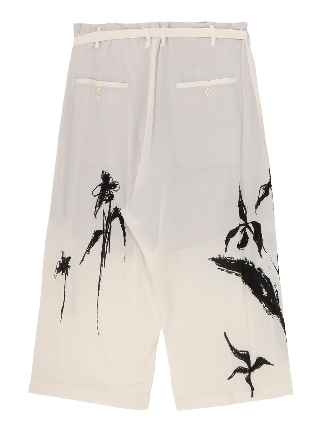 FLOWER PRINT BELTED PANTS