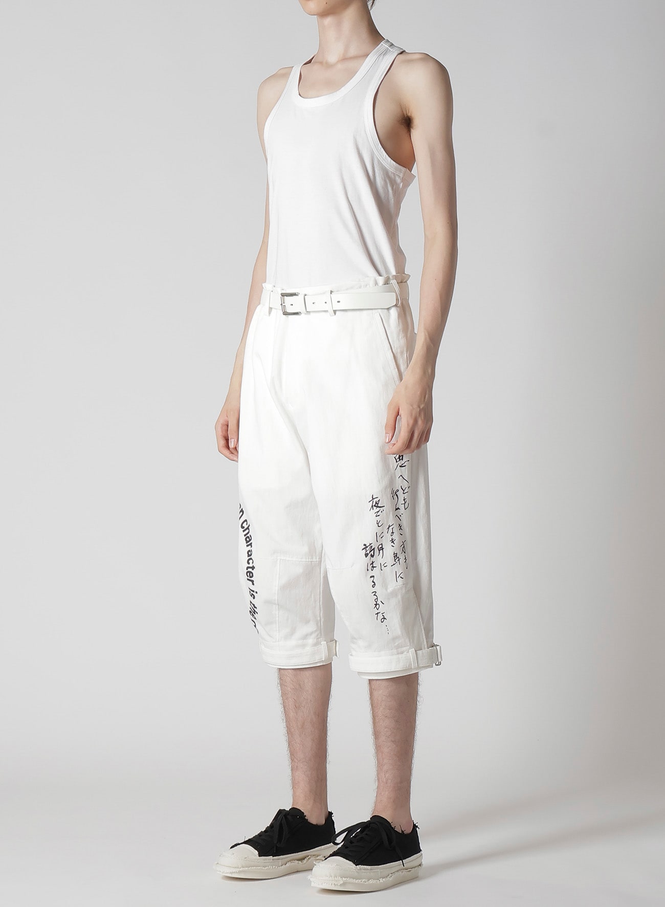 C/L PRINTED BELTED HEM PANTS