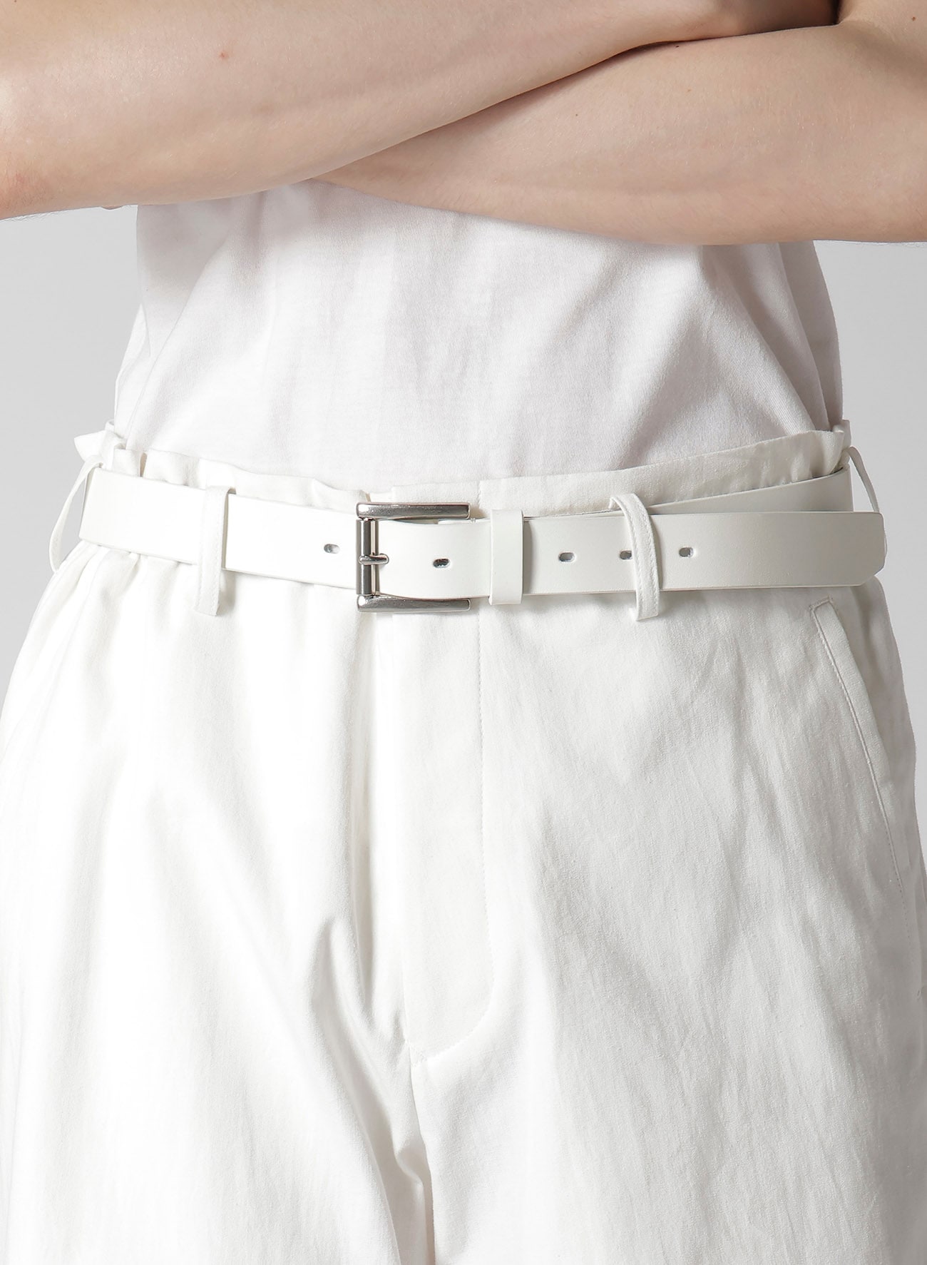 C/L PRINTED BELTED HEM PANTS