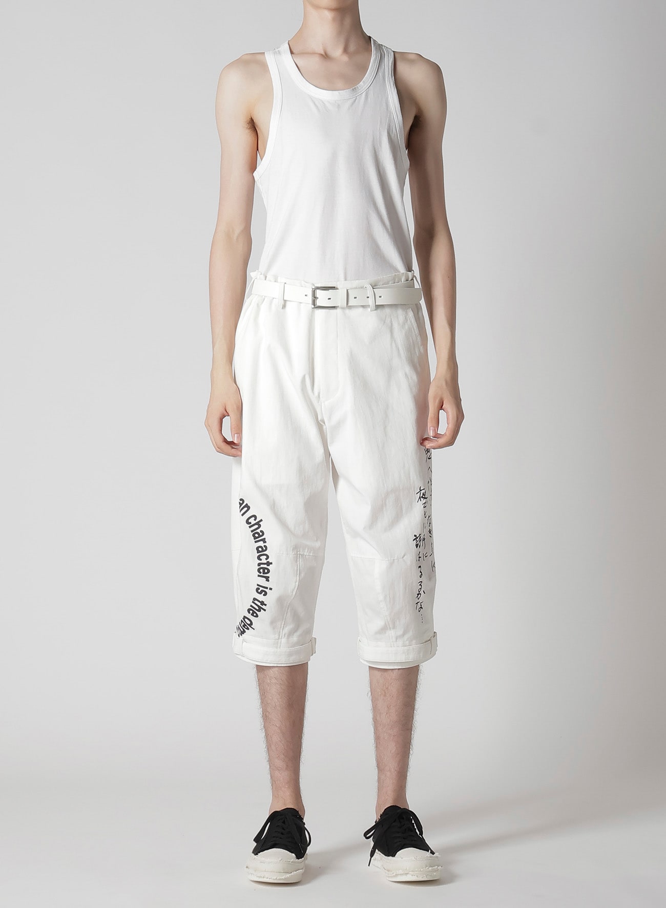 C/L PRINTED BELTED HEM PANTS