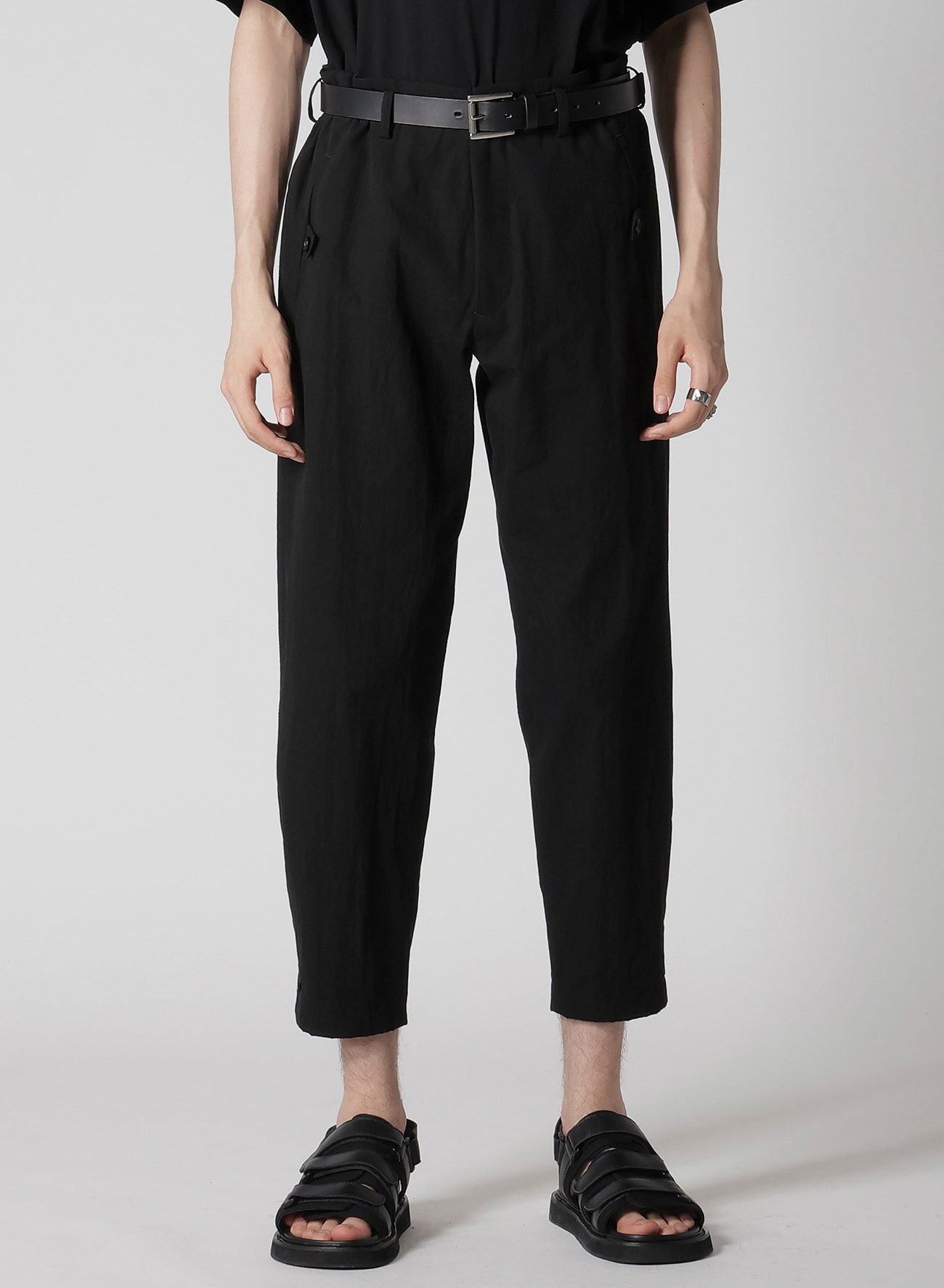 C/L UNEVEN  THREAD CANVAS  TAB DETAIL SLIM PANTS