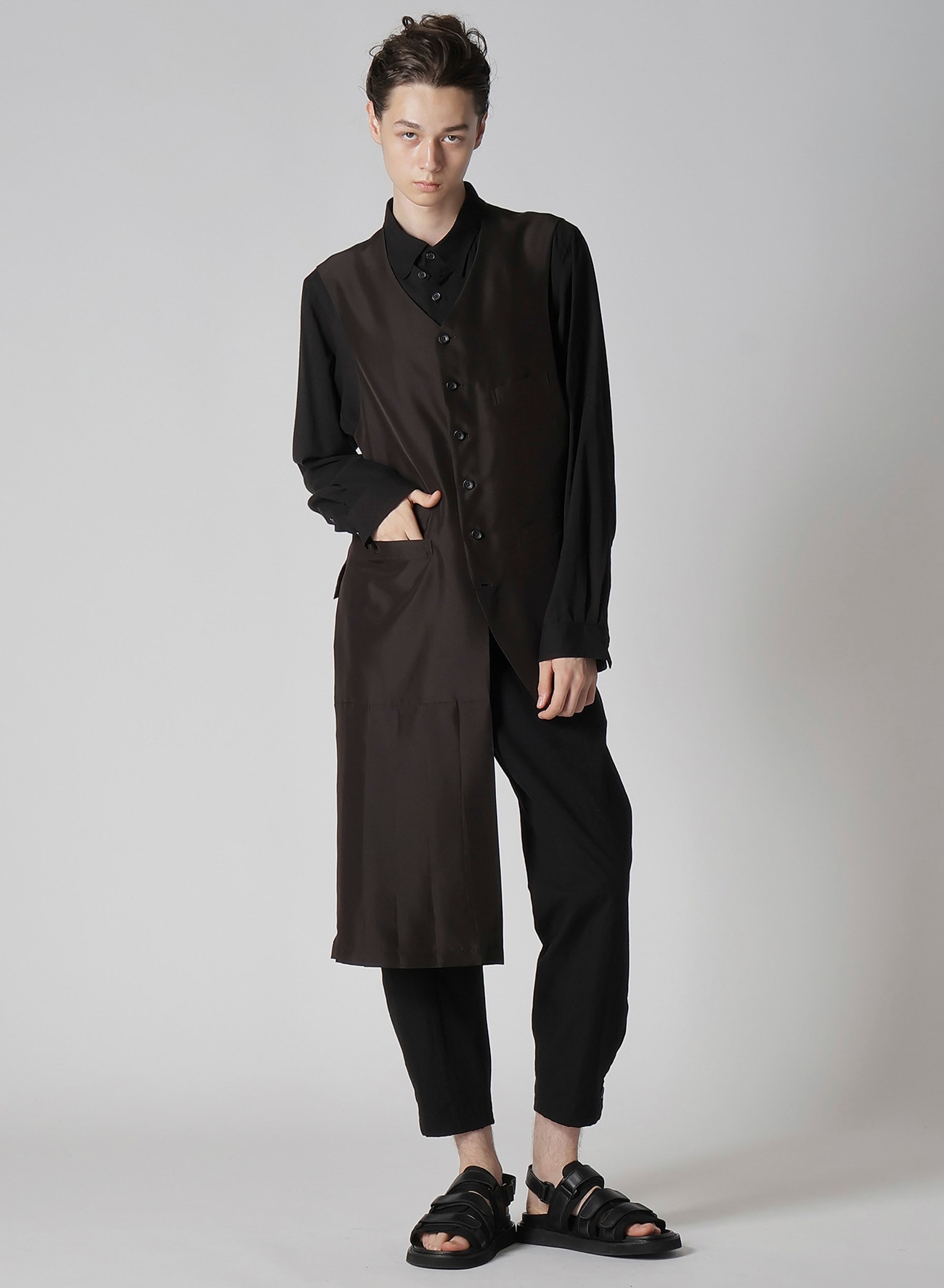 C/L UNEVEN  THREAD CANVAS  TAB DETAIL SLIM PANTS