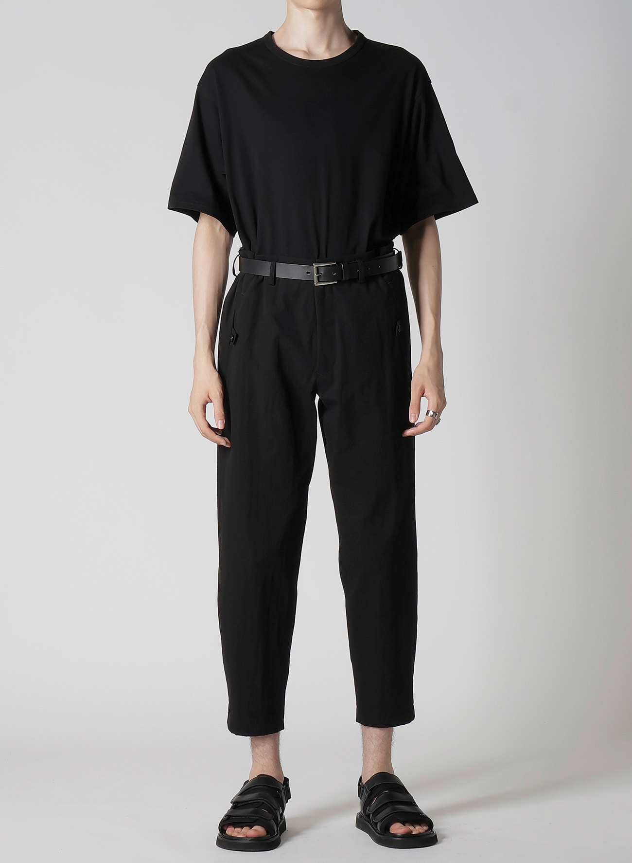 C/L UNEVEN  THREAD CANVAS  TAB DETAIL SLIM PANTS