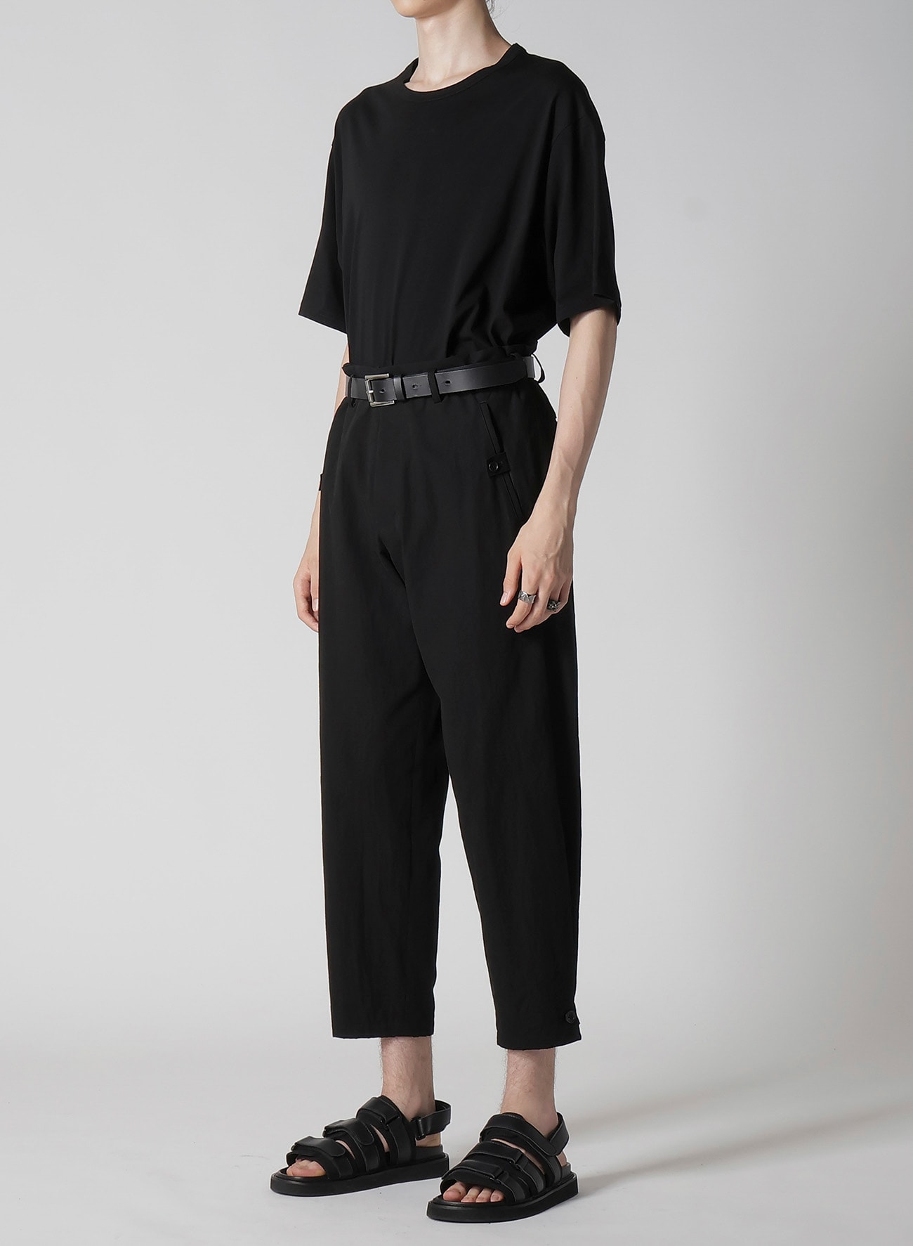 C/L UNEVEN  THREAD CANVAS  TAB DETAIL SLIM PANTS