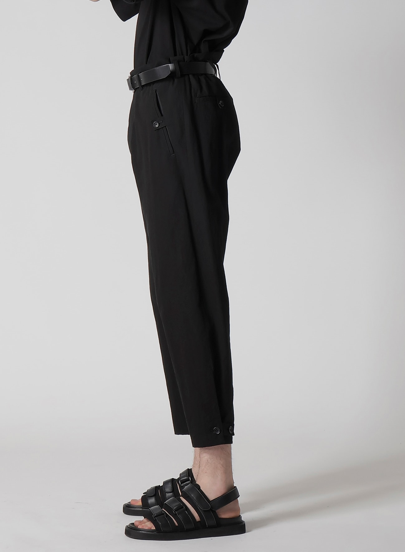 C/L UNEVEN  THREAD CANVAS  TAB DETAIL SLIM PANTS