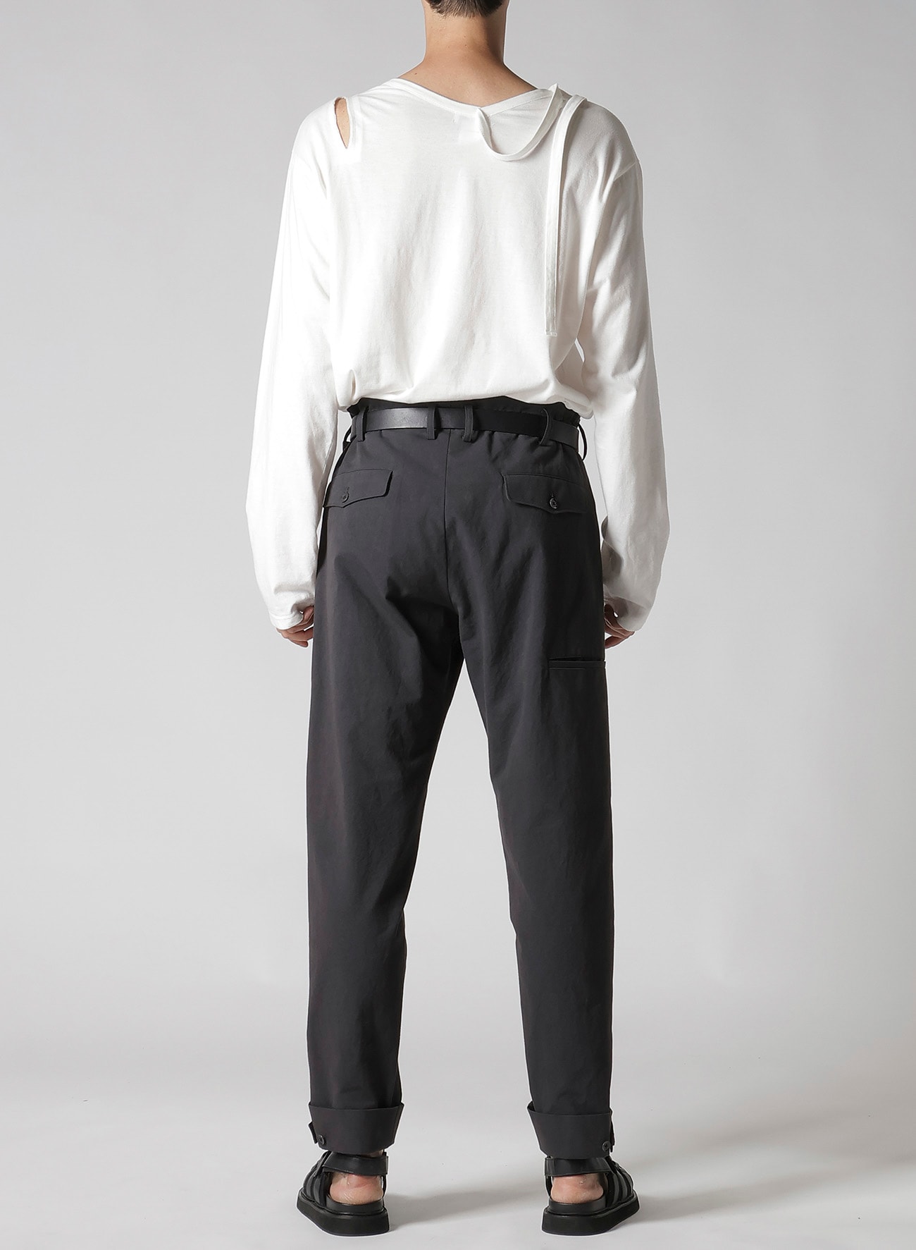 C/ POPLIN TAB DETAIL SLIM PANTS