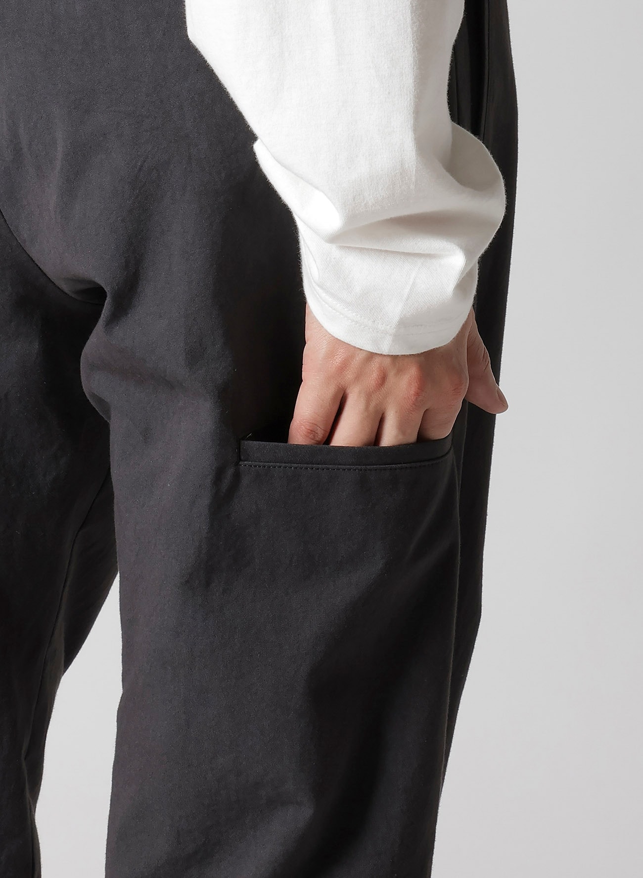 C/ POPLIN TAB DETAIL SLIM PANTS