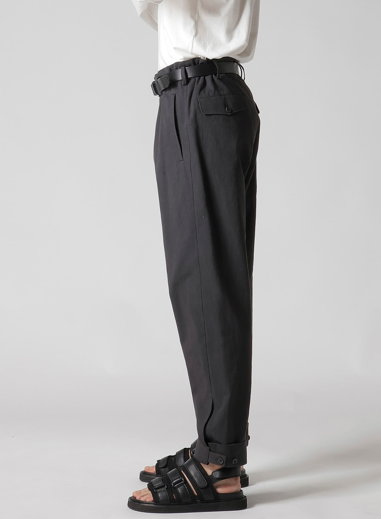 C/ POPLIN TAB DETAIL SLIM PANTS