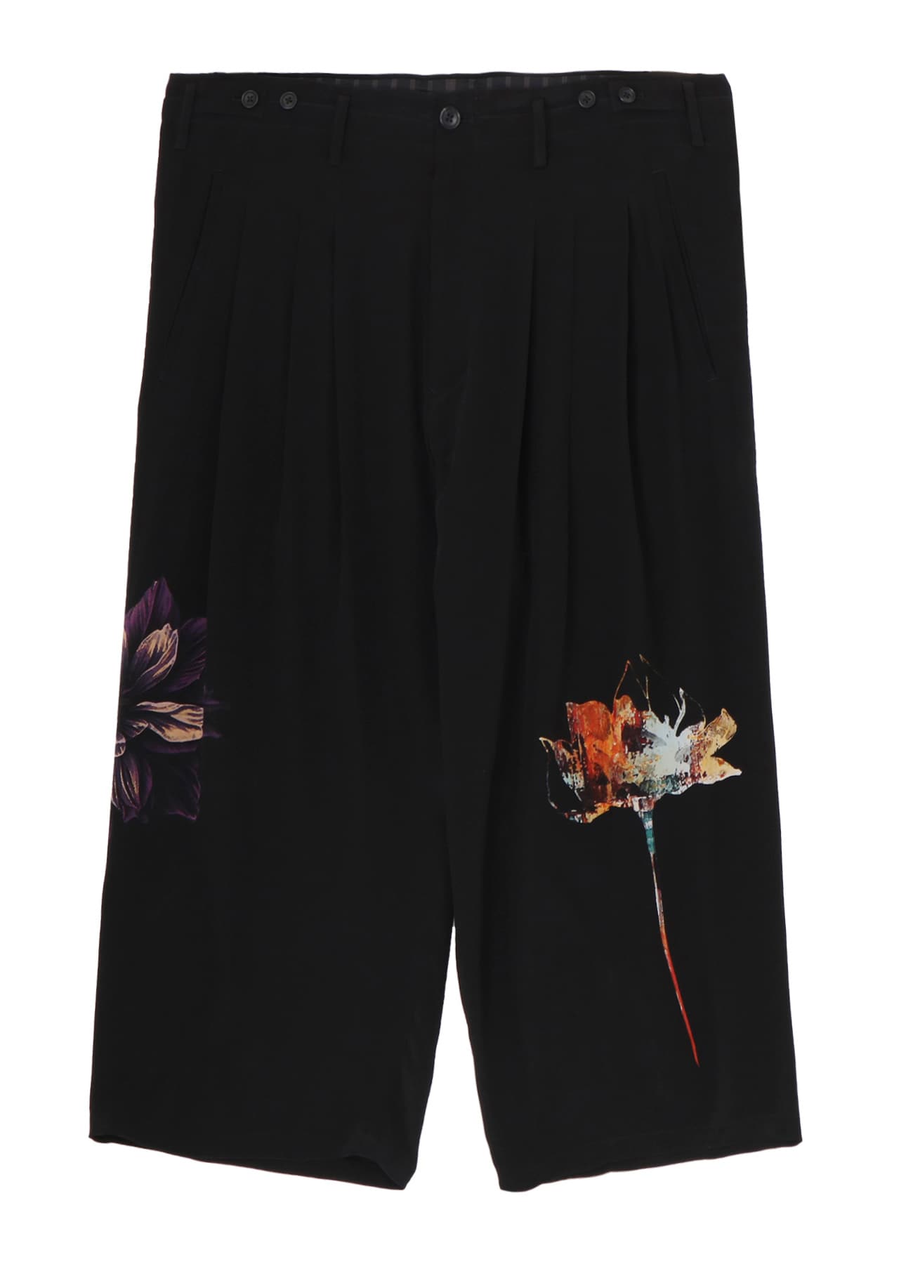 FLOWER DESIGNED PRINT WIDE PANTS