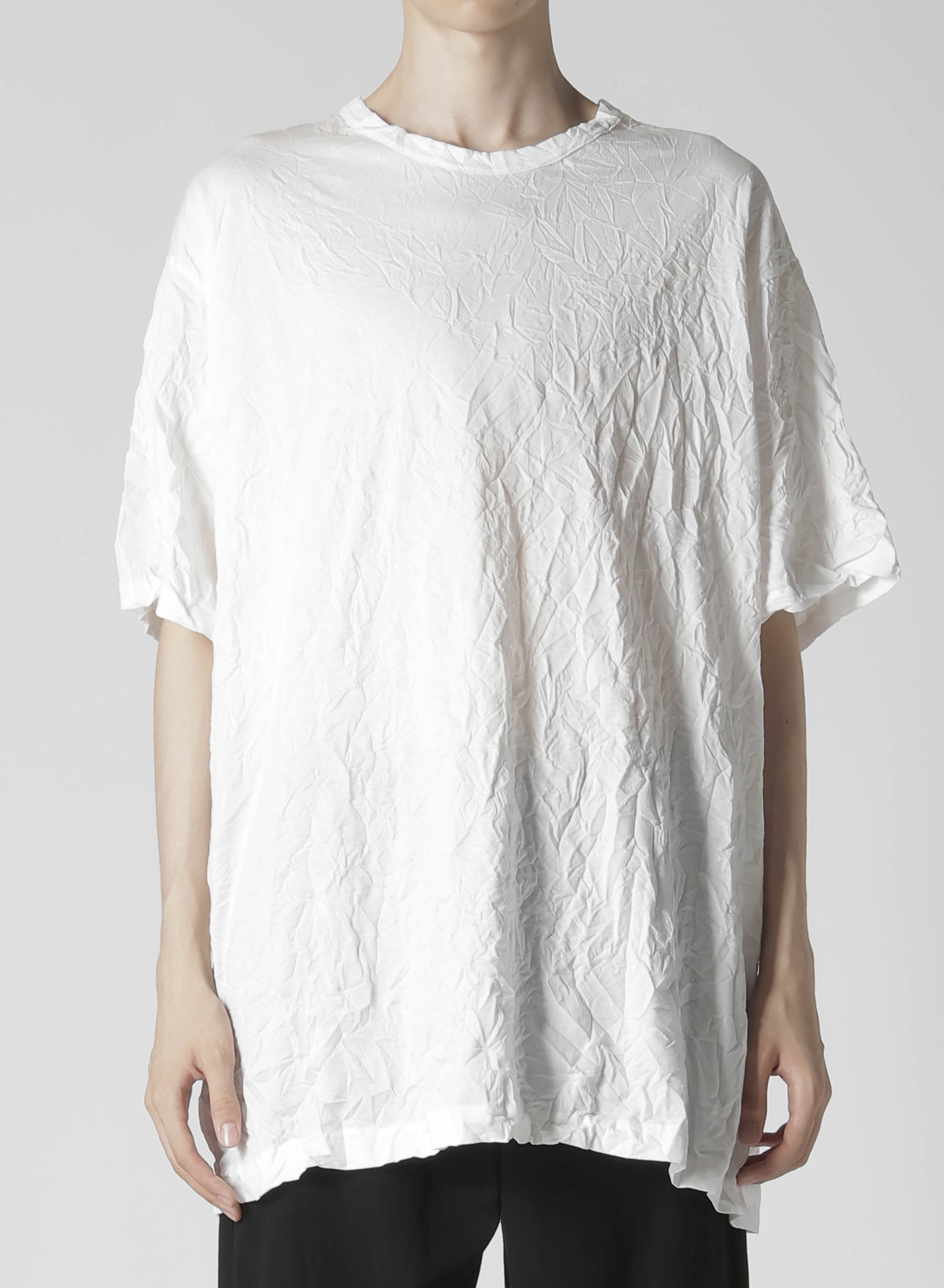 WRINKLED STRIPE JQ ROUND NECK T