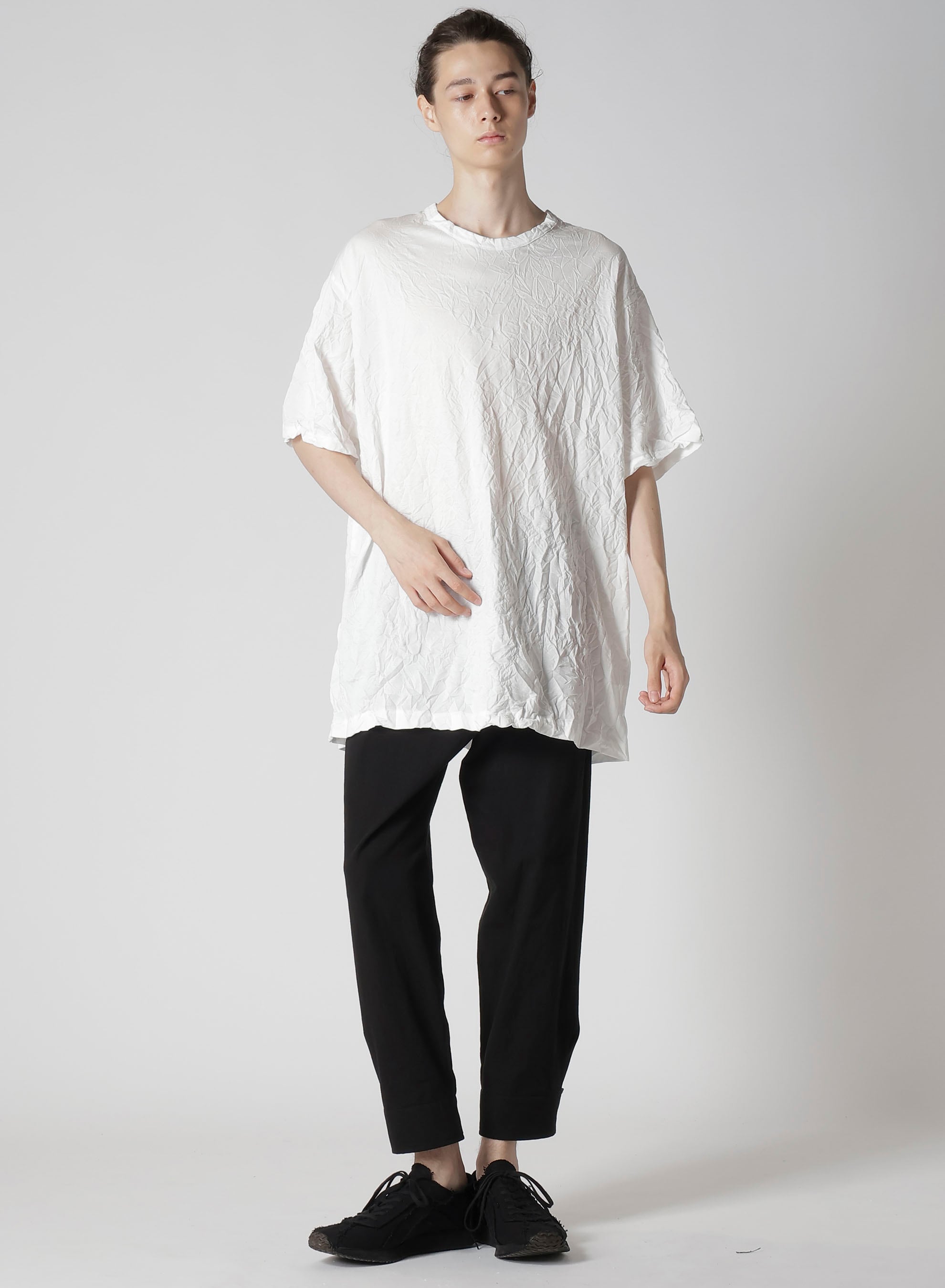 WRINKLED STRIPE JQ ROUND NECK T