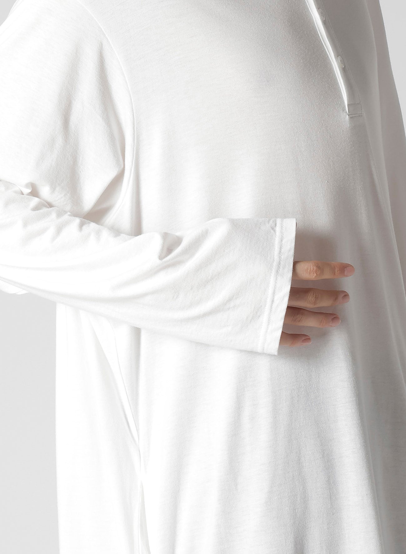COTTON MODAL JERSEY HENRY NECK LS T