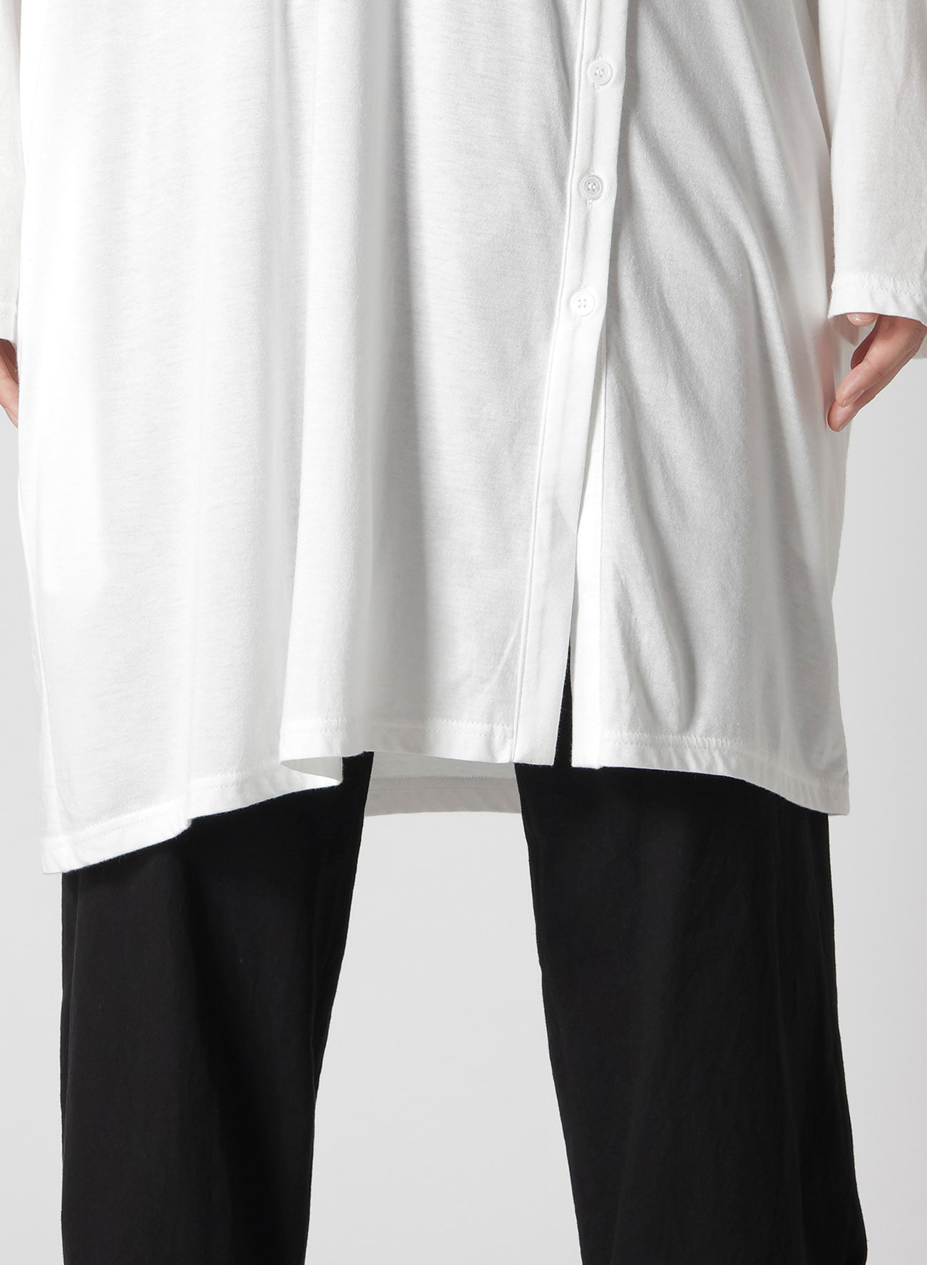 COTTON MODAL JERSEY HENRY NECK LS T
