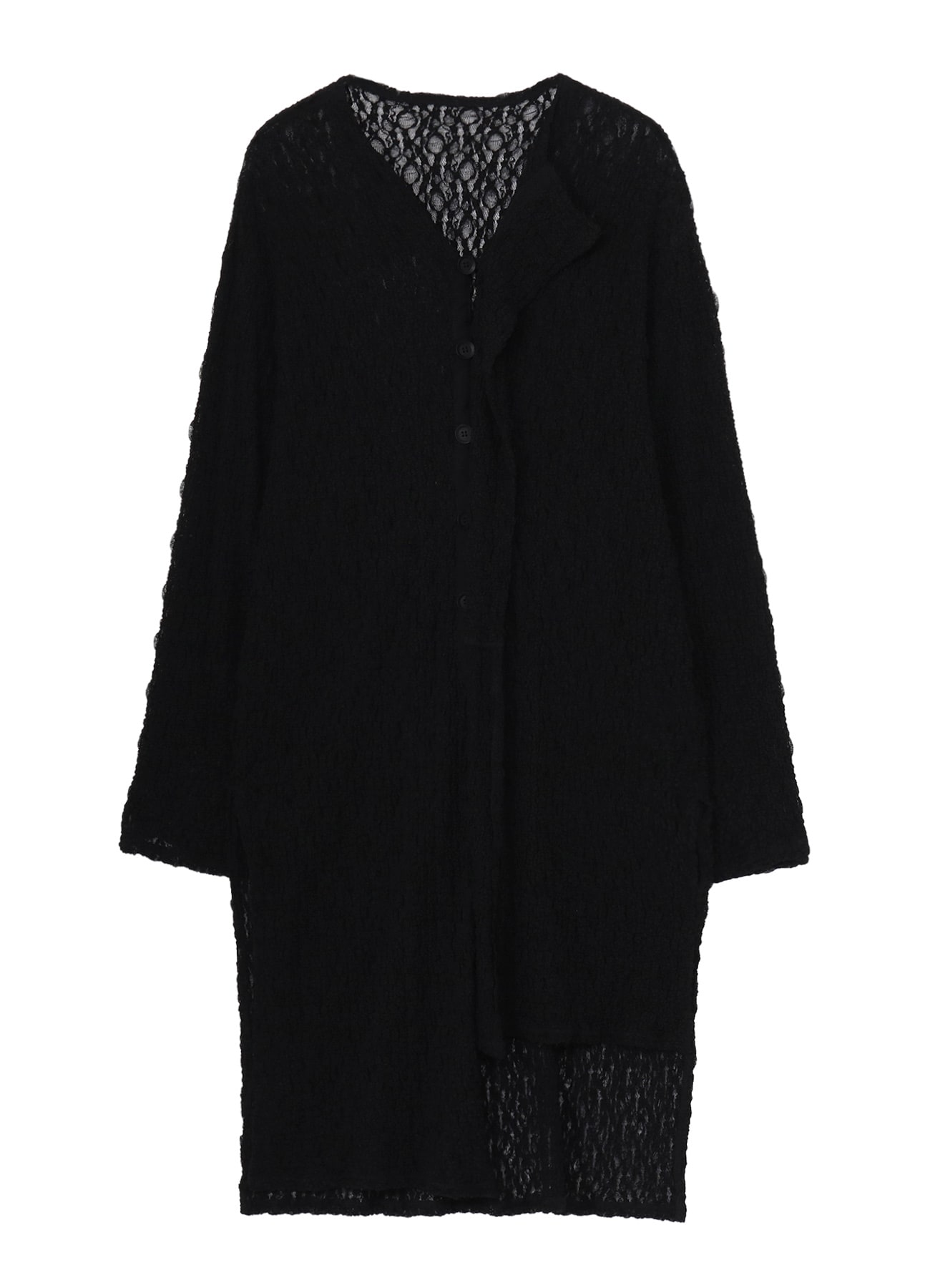 WRINKLE FLOWER SHIRRING UNBALANCED HEM CARDIGAN