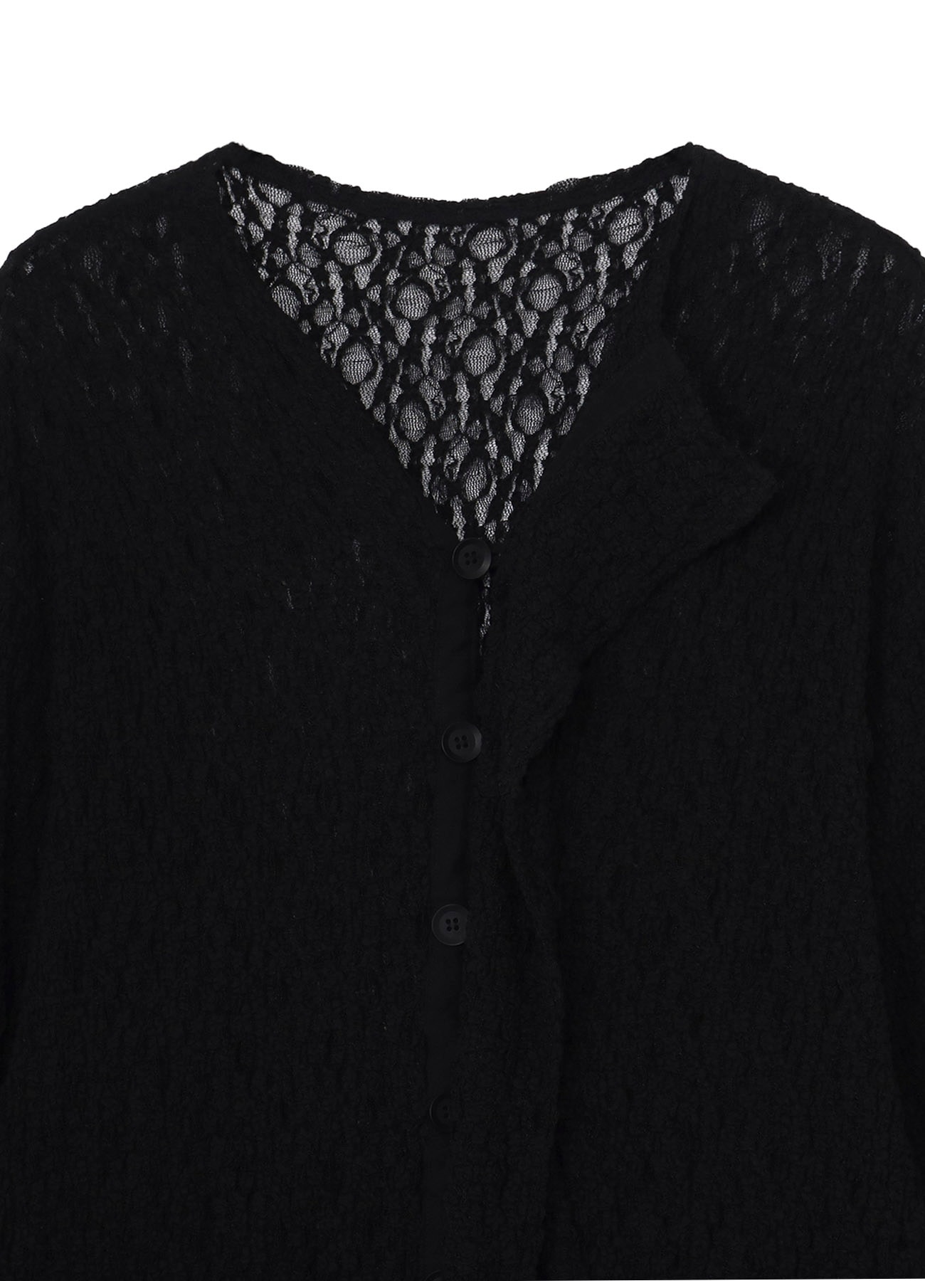 WRINKLE FLOWER SHIRRING UNBALANCED HEM CARDIGAN