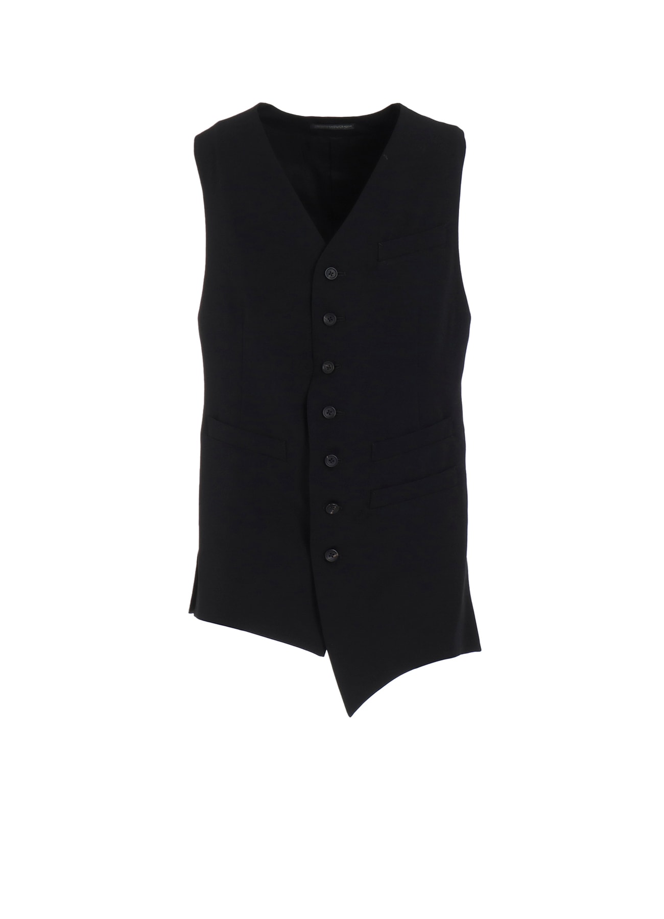 WOOL GABARDINE ASYMMETRY LENGTH VEST