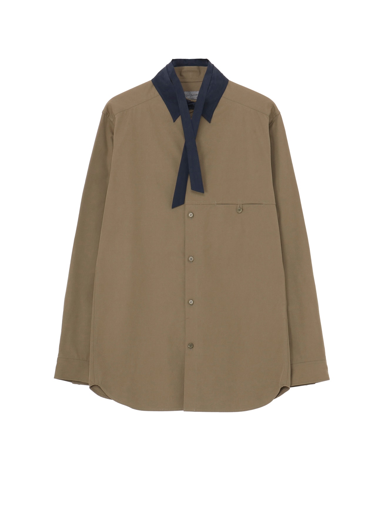 【10/12 10:00 Release】【PIECE UNIQUE/AOYAMA】KHAKI C/LIP RIBBON SPARE COLLAR BLOUSE