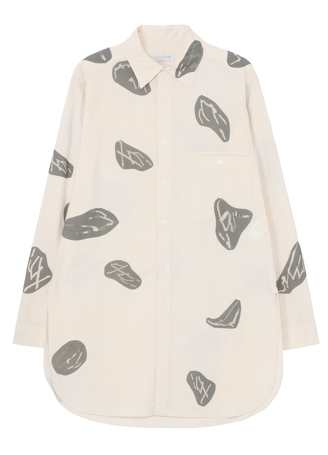 【10/12 10:00 Release】【PIECE UNIQUE/AOYAMA】GRAY MOTIF PRINT BIG BLOUSE