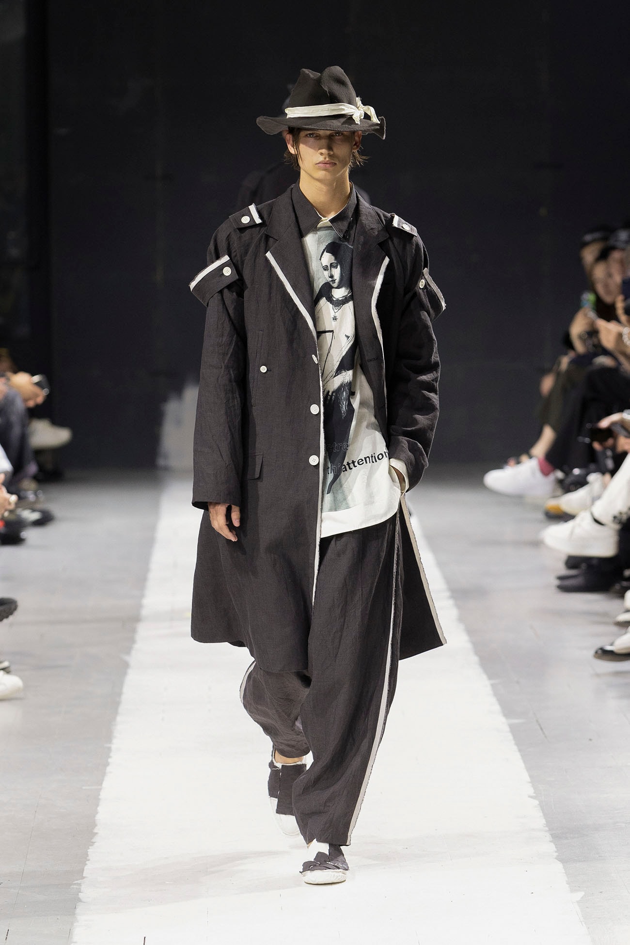 HEMP CLOTH K-SHOULDER EPAULET LONG J(XS Black): Yohji Yamamoto