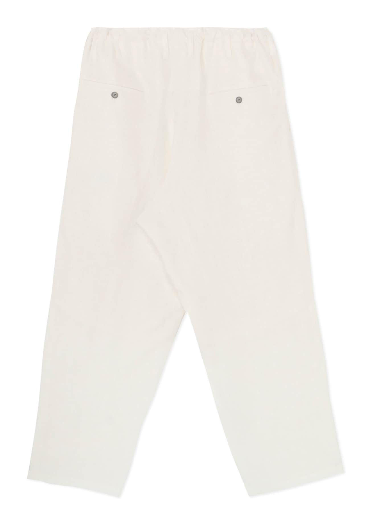 WHITE 60KADHI・FLAX U-WHITE SIDE SEAM TUCK PANTS(S White): Yohji 