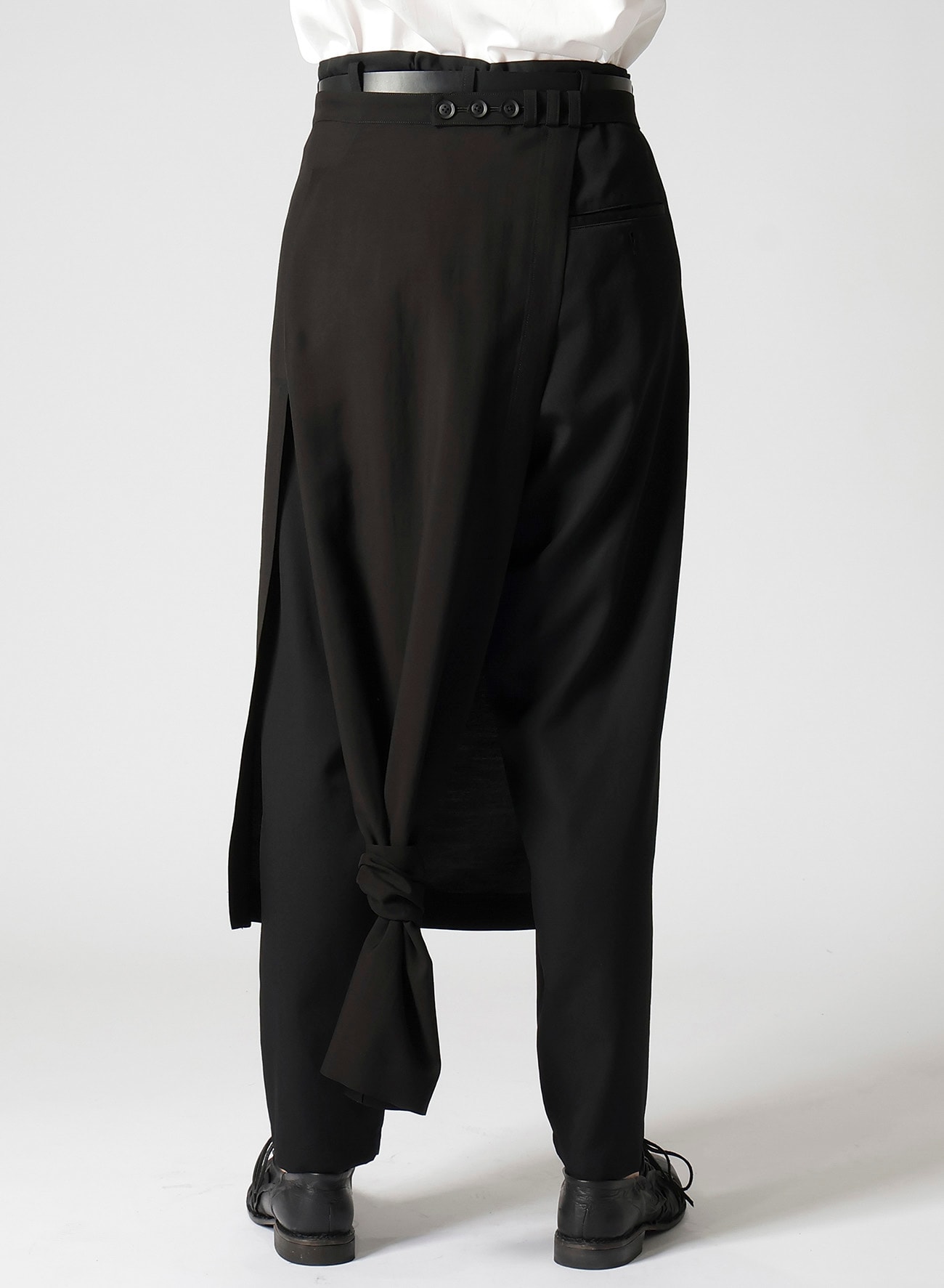本物の WORSTED Skirt Wrap WOOL ブラックスチュワート 83cm スカート ...