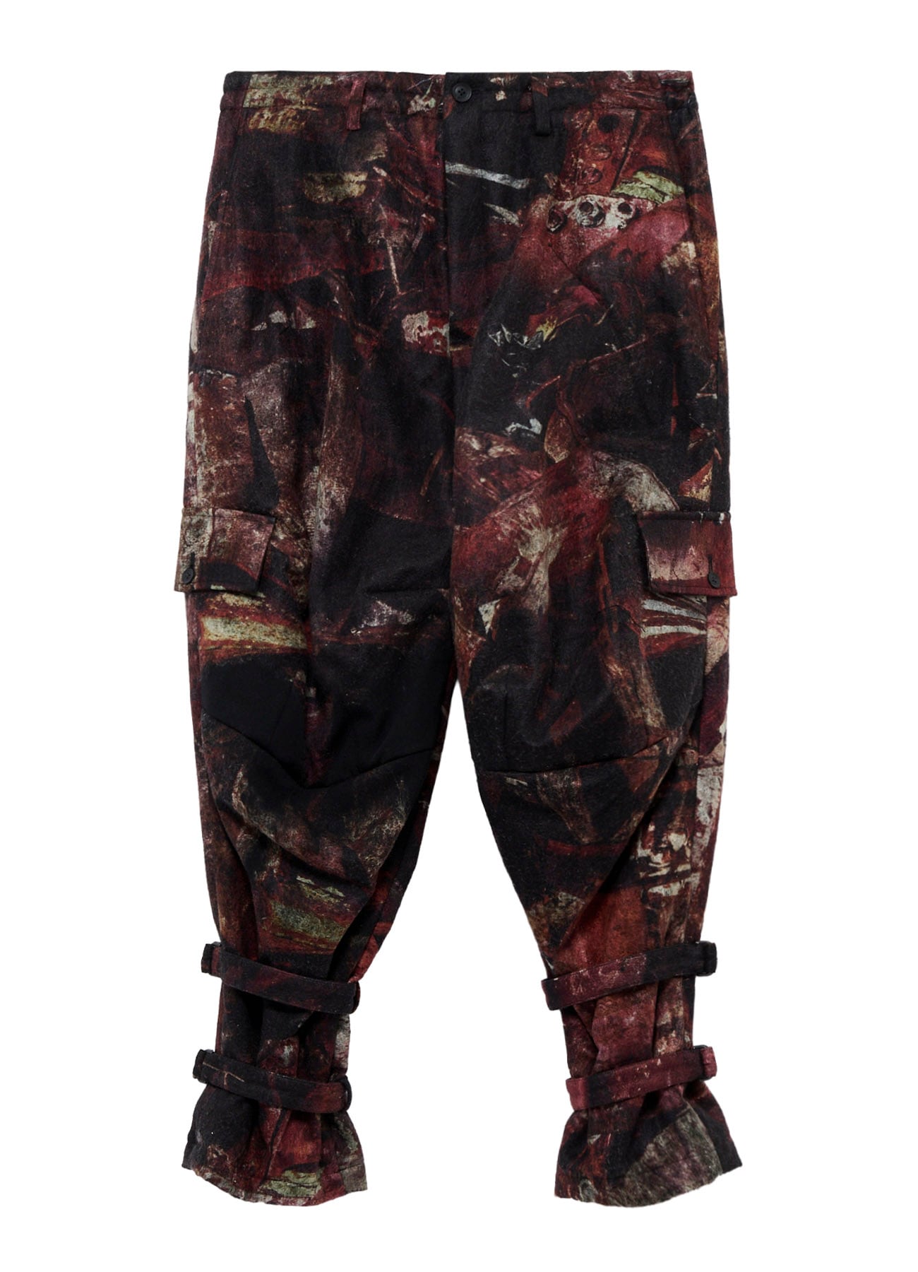<PIECE UNIQUE>GABARDINE RUST KNEE PANEL PRINT PANTS