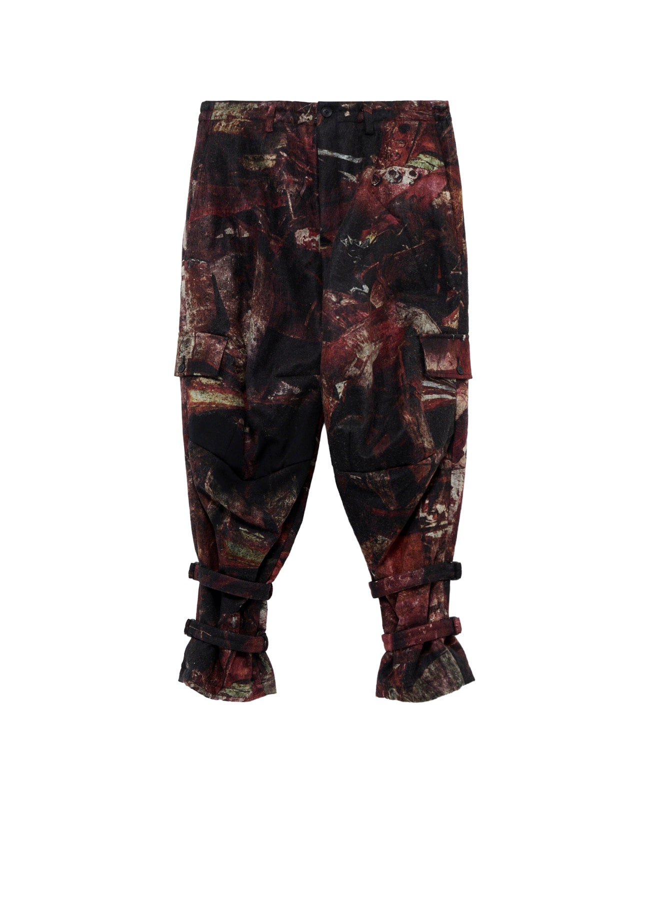 <PIECE UNIQUE>GABARDINE RUST KNEE PANEL PRINT PANTS