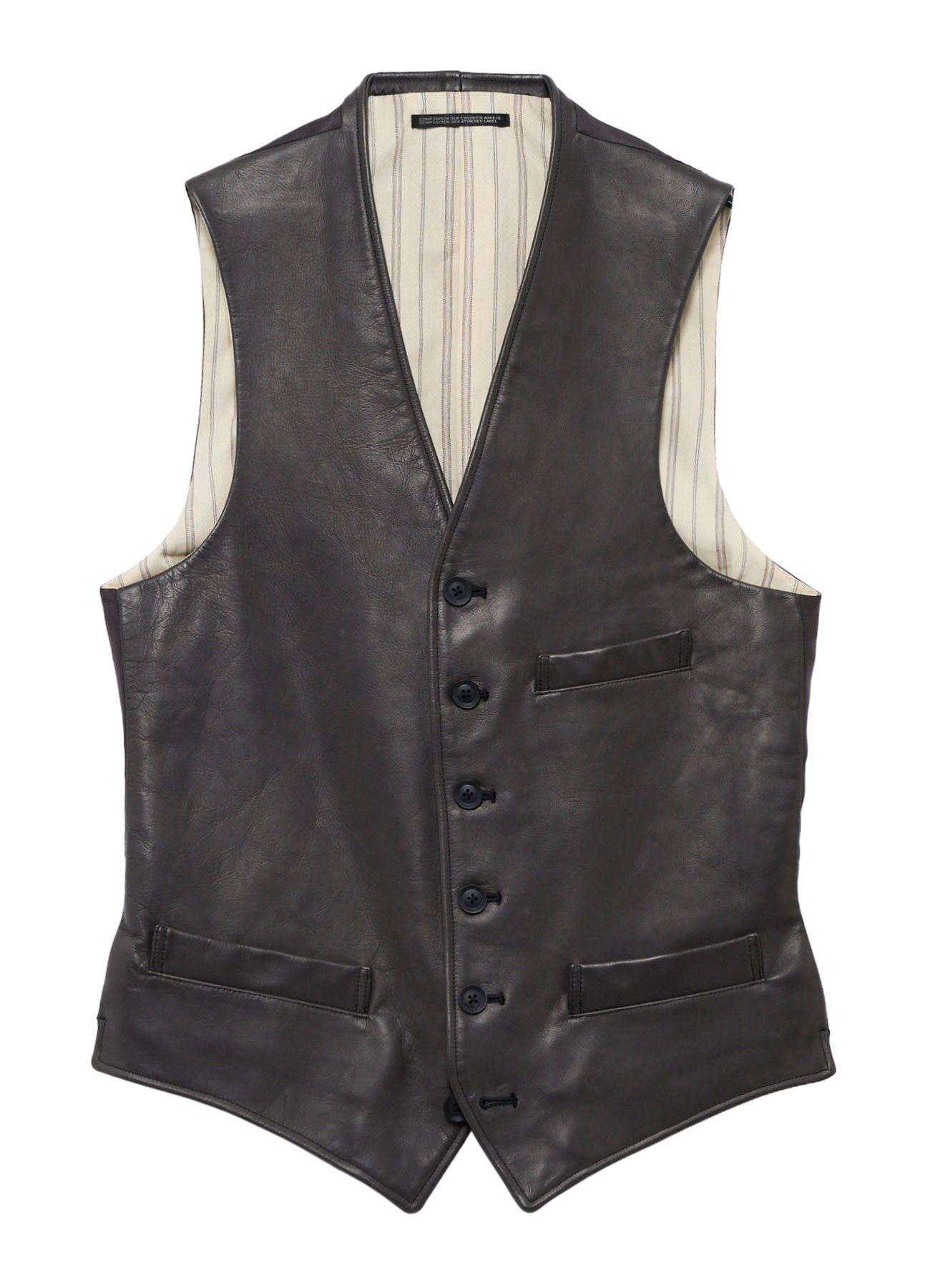 <PIECE UNIQUE>SOFT COW GREY 6B LEATHER VEST