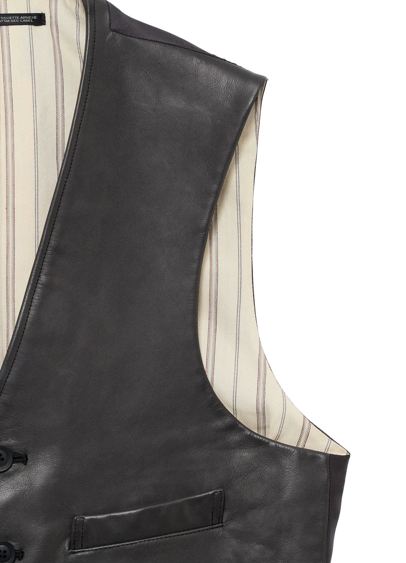 <PIECE UNIQUE>SOFT COW GREY 6B LEATHER VEST