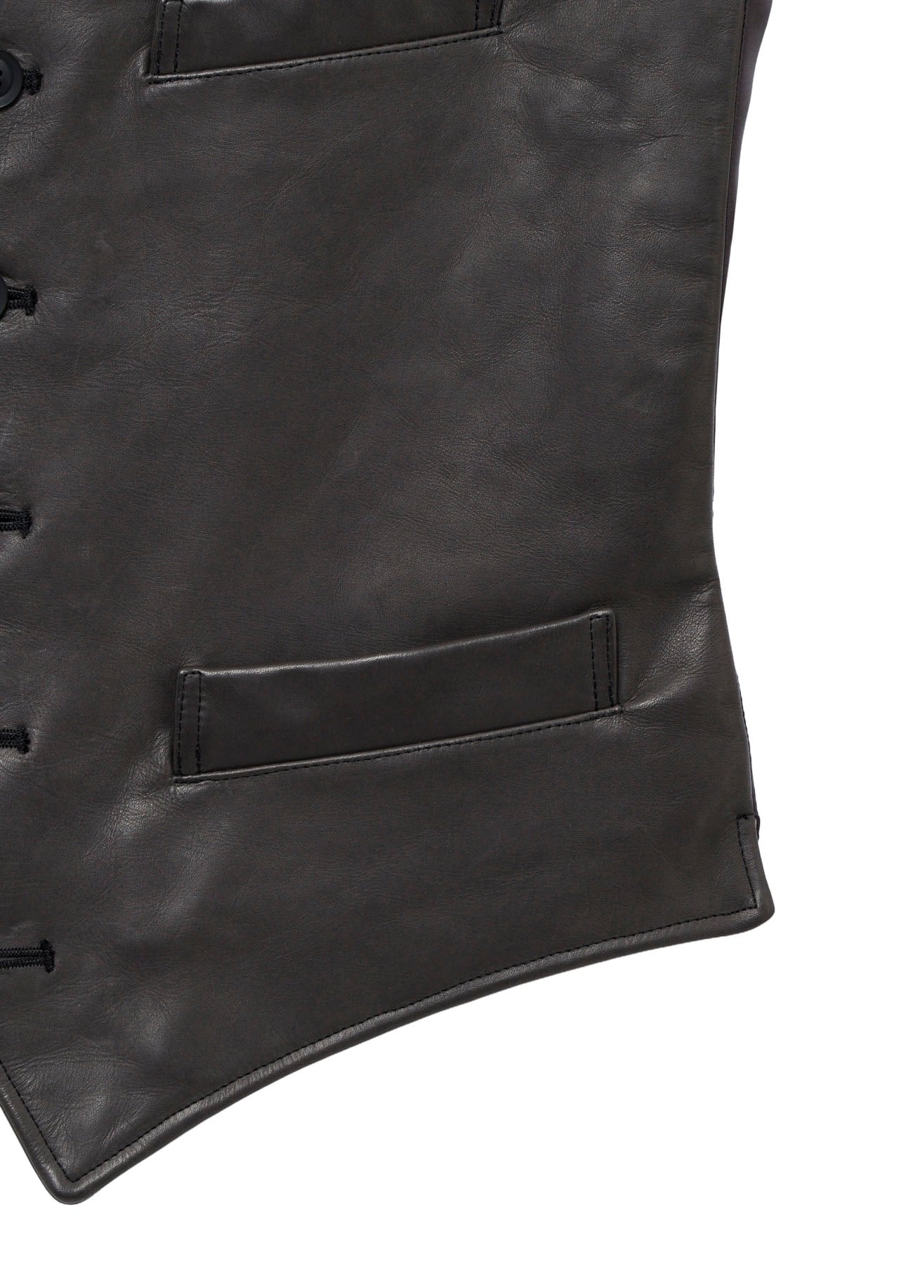 <PIECE UNIQUE>SOFT COW GREY 6B LEATHER VEST