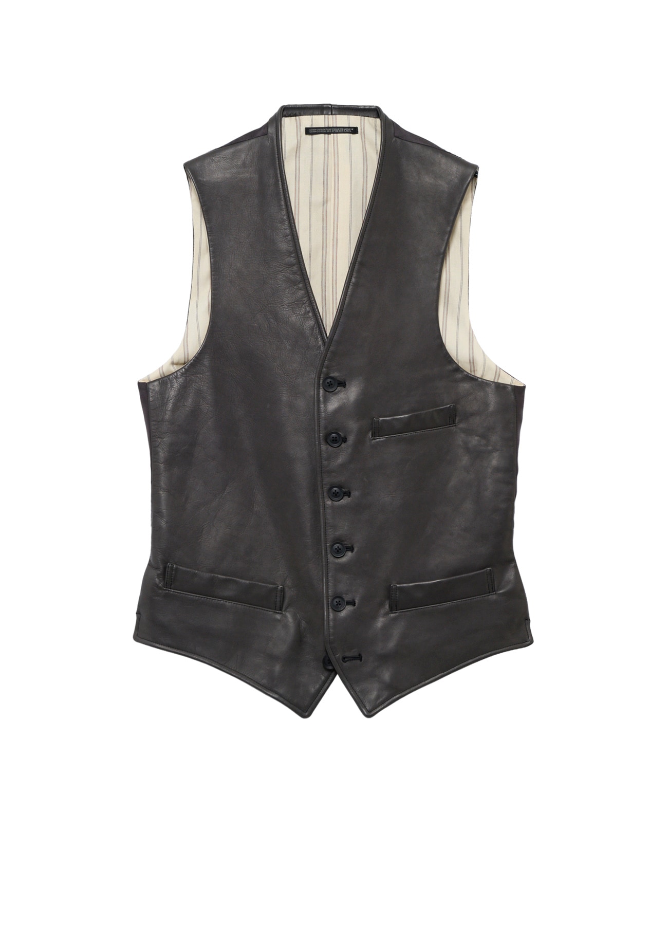 <PIECE UNIQUE>SOFT COW GREY 6B LEATHER VEST