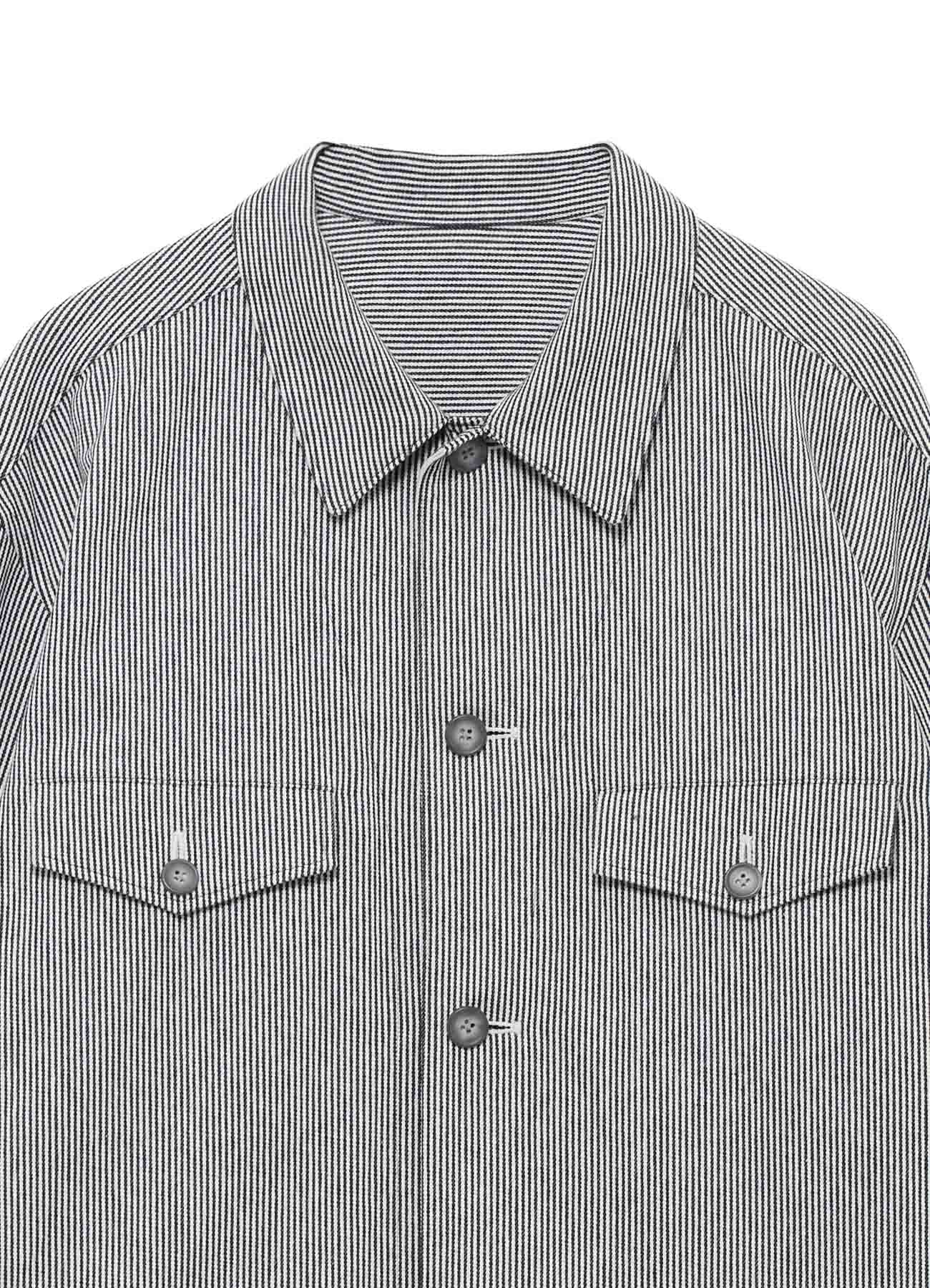 <PIECE UNIQUE>10S YARN DYED HICKORY OPEN SHIRT BLOUSON