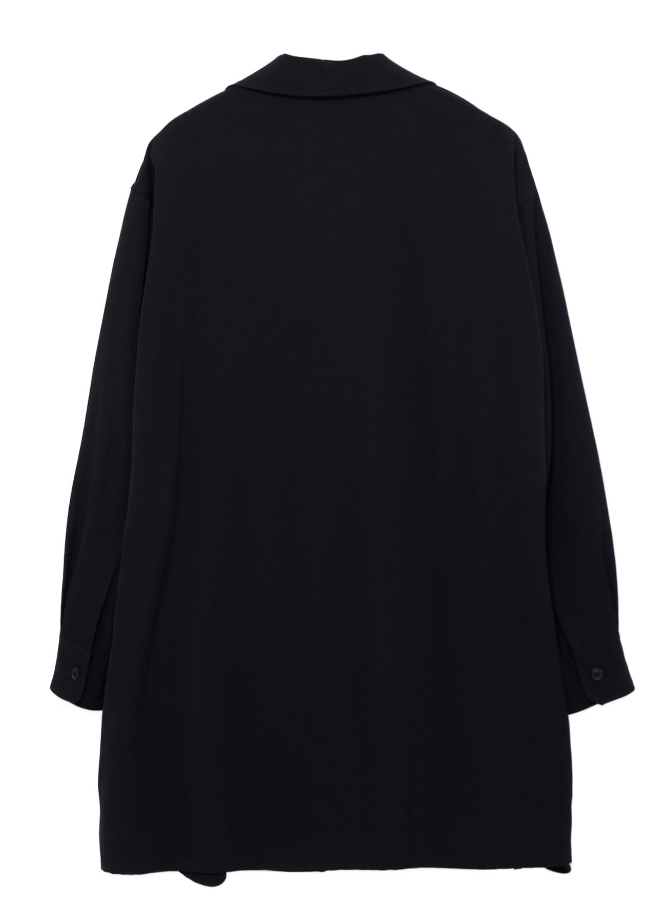 WOOL GABARDINE OPEN COLLAR FRONT SHOULDER BLOUSE