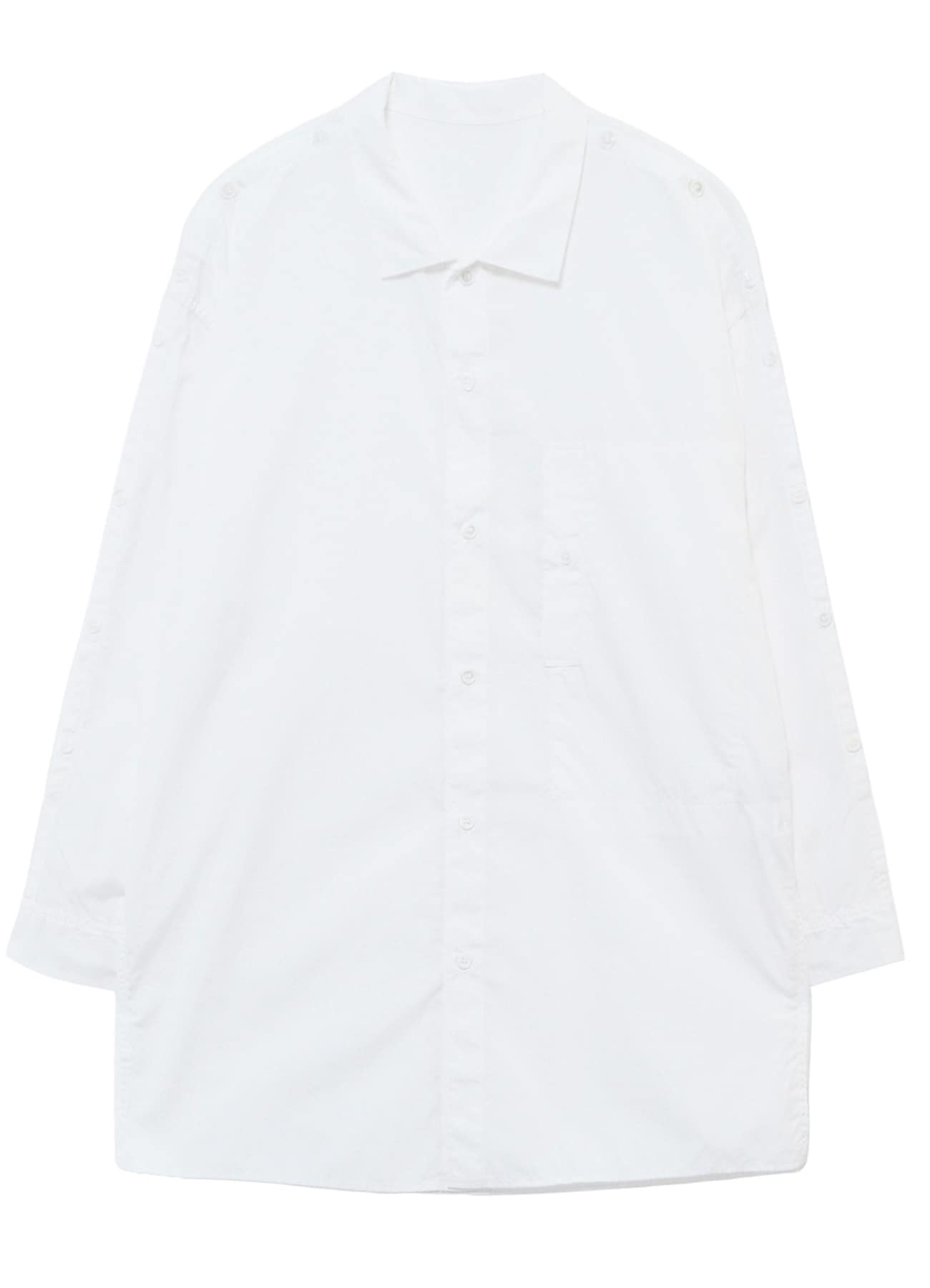 CHAIN STITCH BROAD OPEN COLLAR SHOULDER SLIT BLOUSE