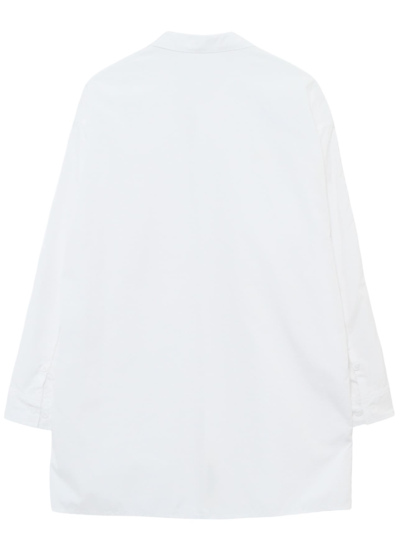 CHAIN STITCH BROAD OPEN COLLAR SHOULDER SLIT BLOUSE