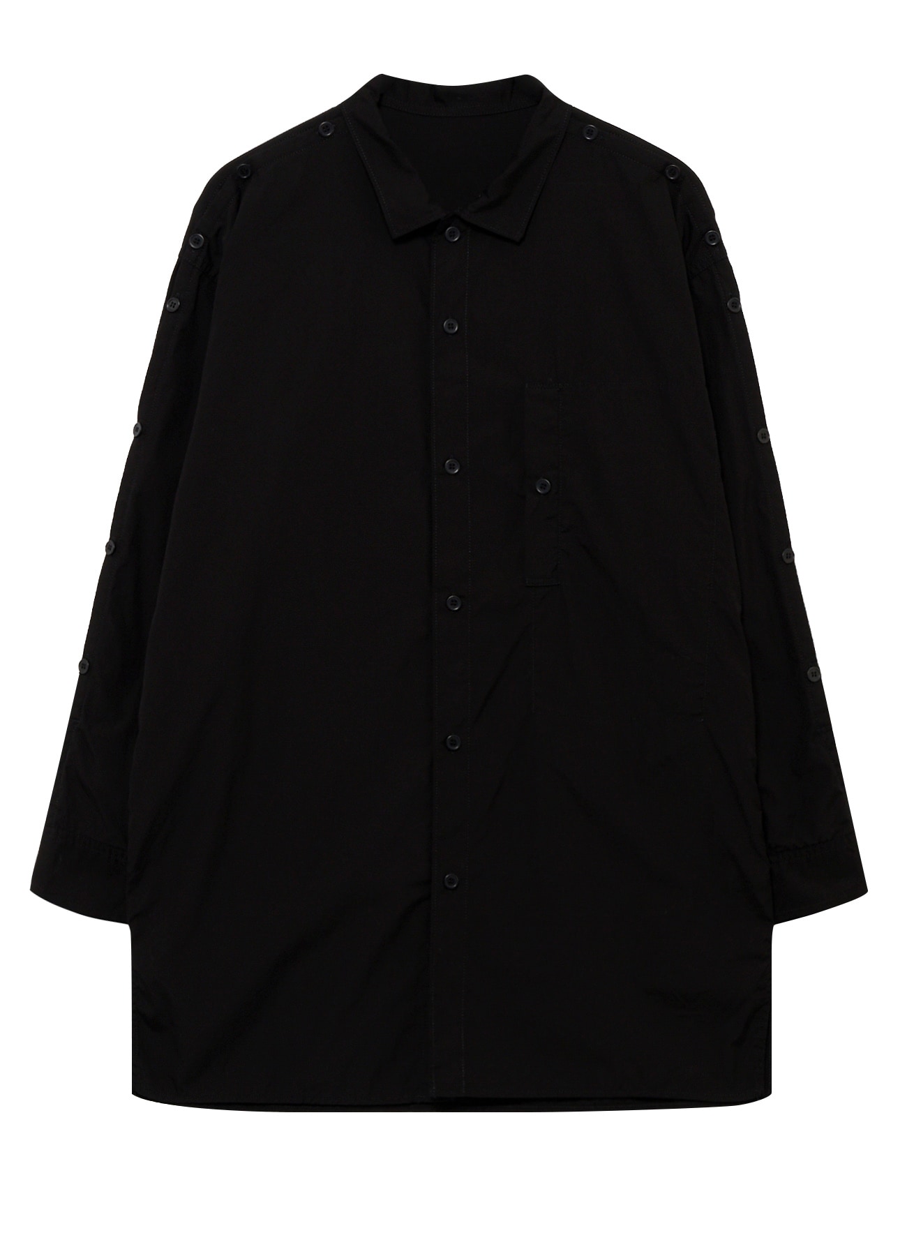 CHAIN STITCH BROAD OPEN COLLAR SHOULDER SLIT BLOUSE