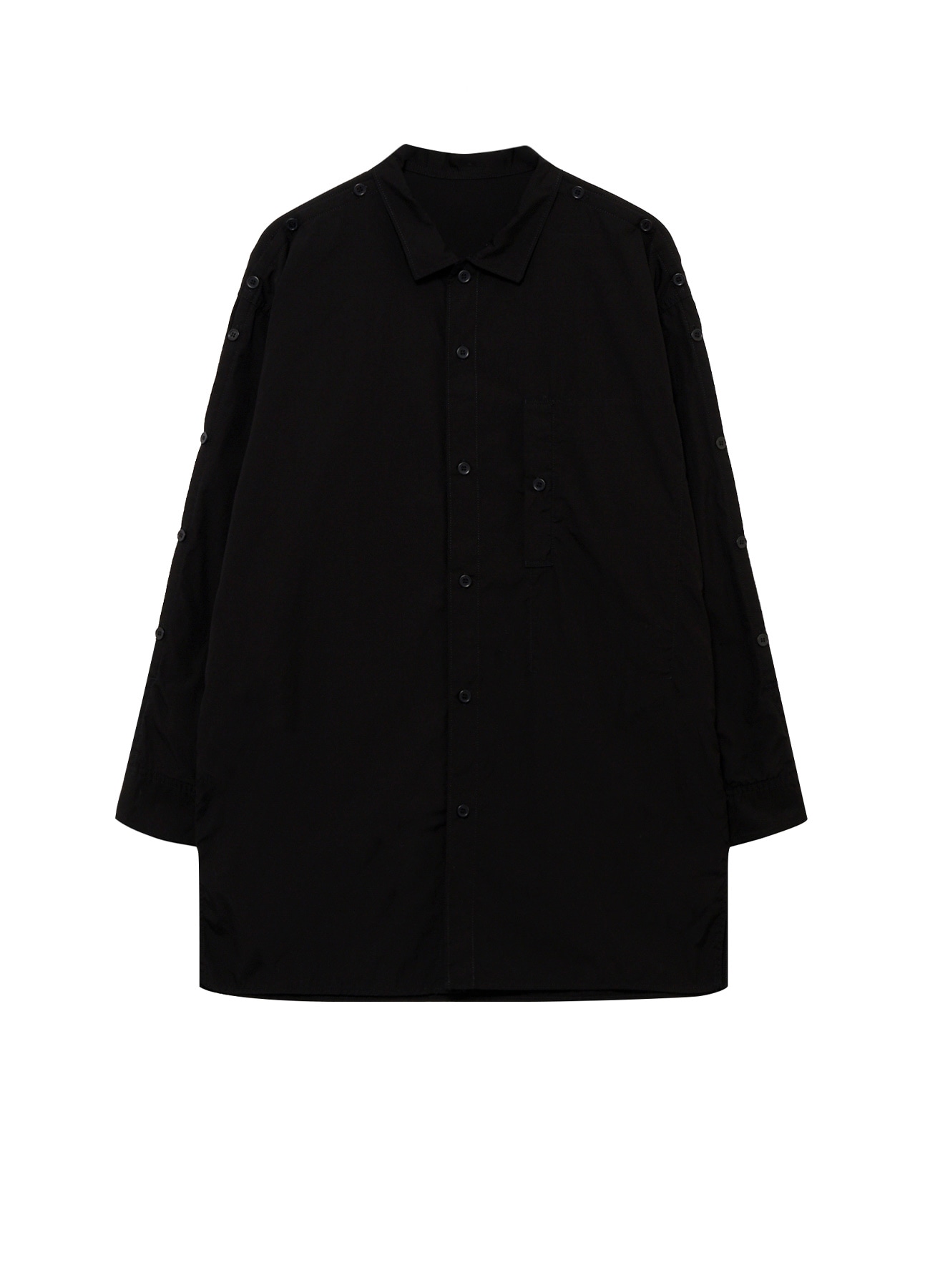 CHAIN STITCH BROAD OPEN COLLAR SHOULDER SLIT BLOUSE