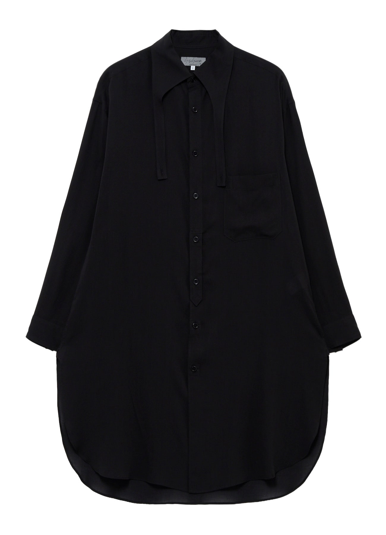 CELLULOSE LAWN COLLAR TAB LONG BLOUSE