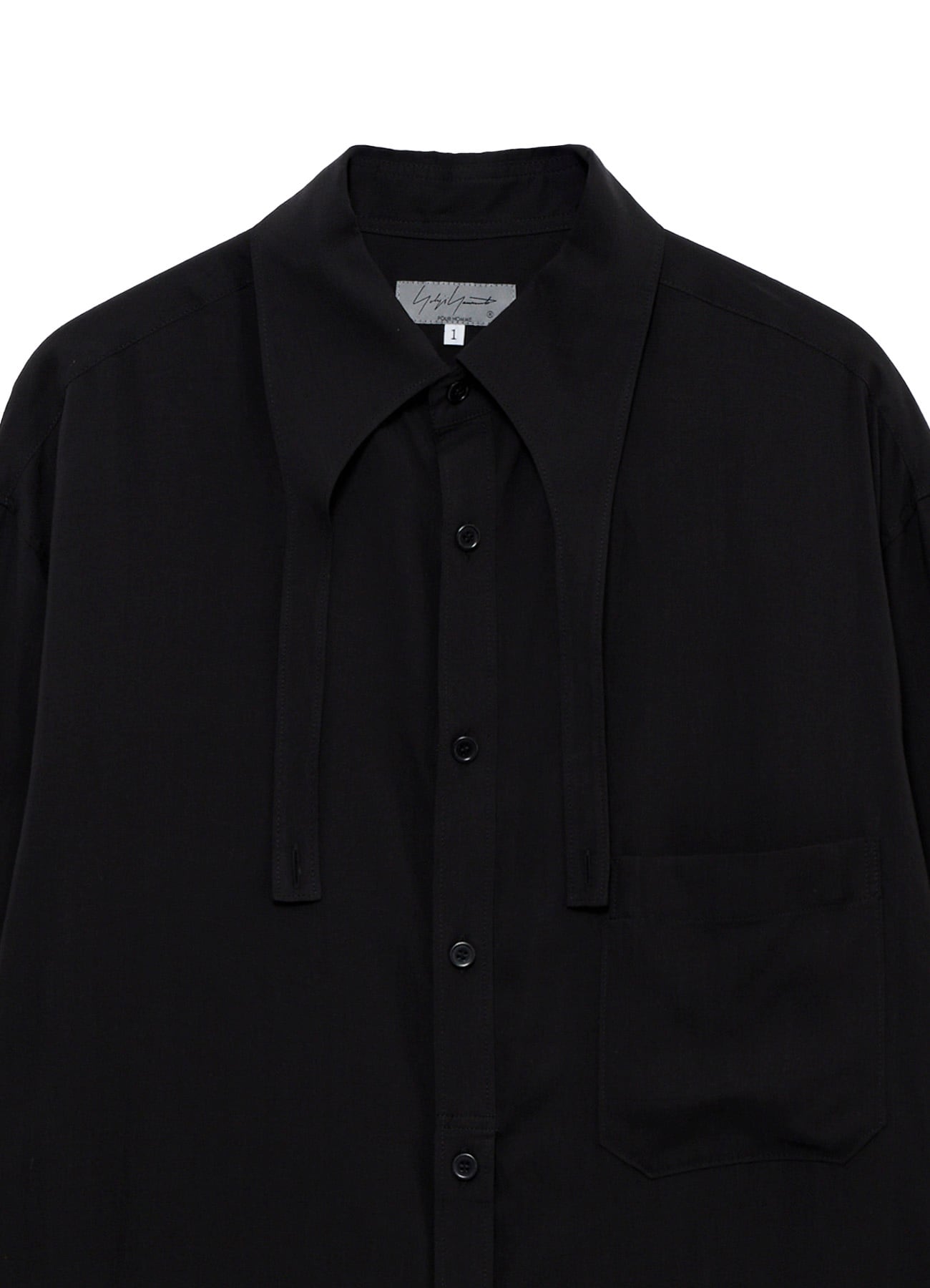 CELLULOSE LAWN COLLAR TAB LONG BLOUSE