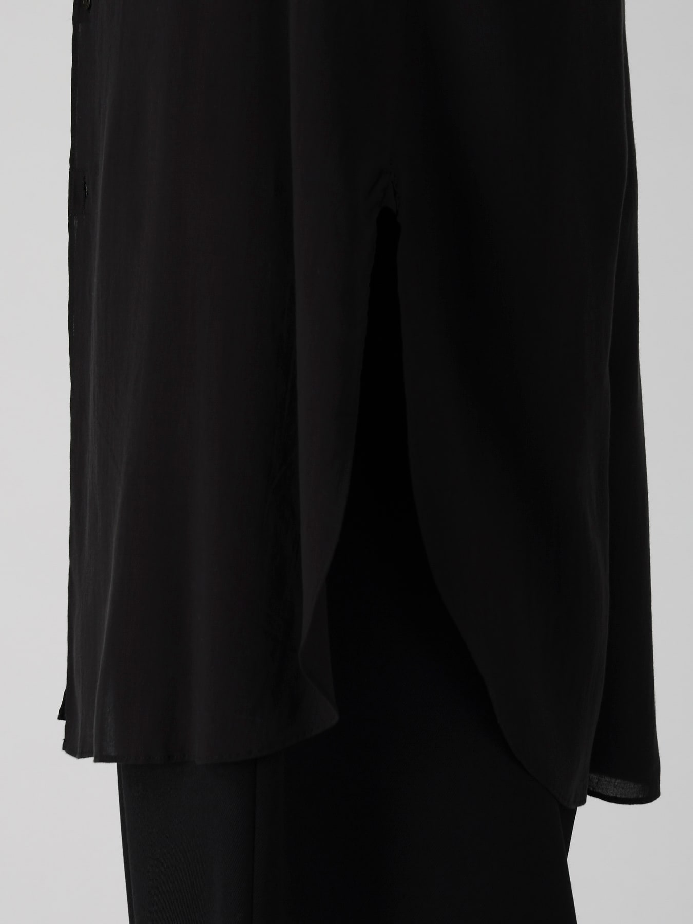 CELLULOSE LAWN COLLAR TAB LONG BLOUSE