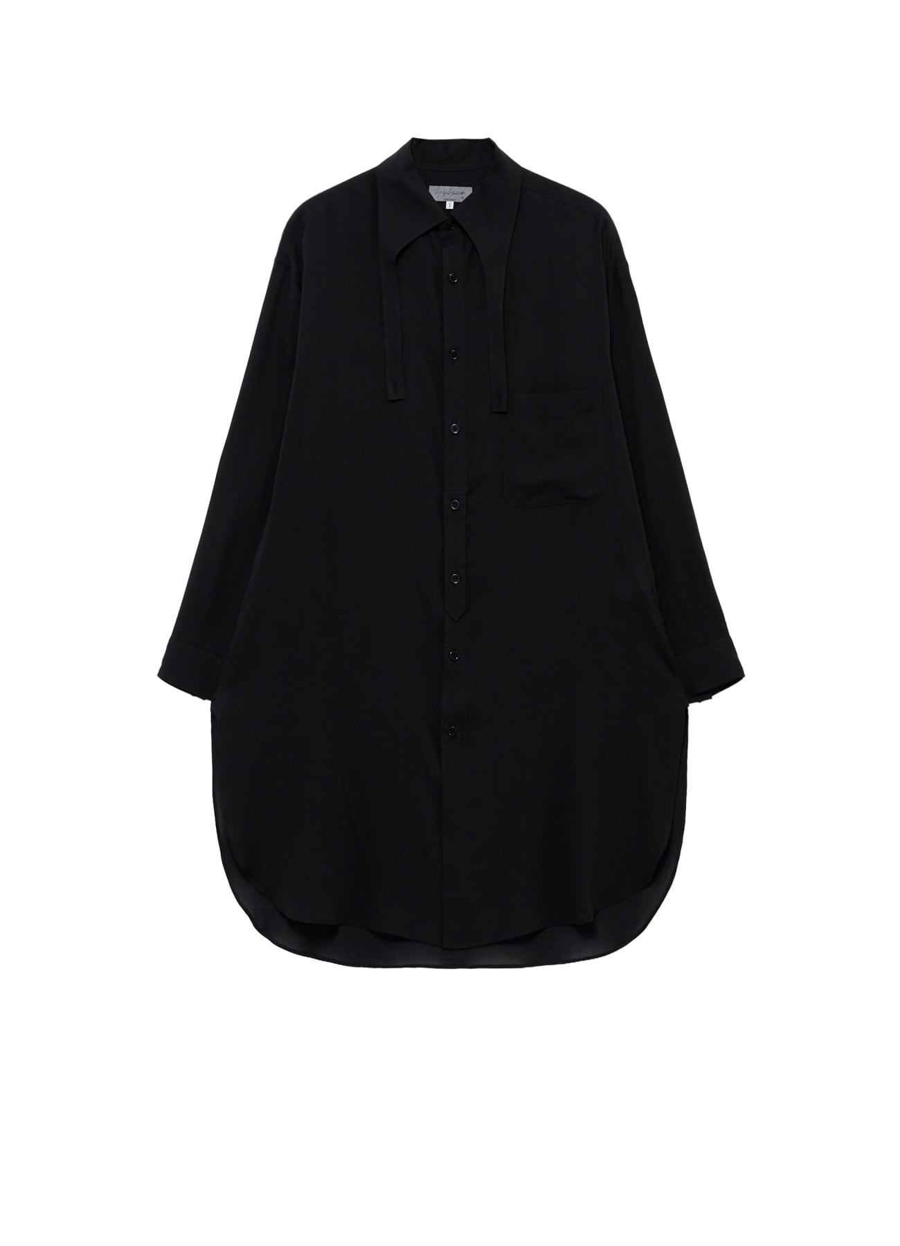 CELLULOSE LAWN COLLAR TAB LONG BLOUSE