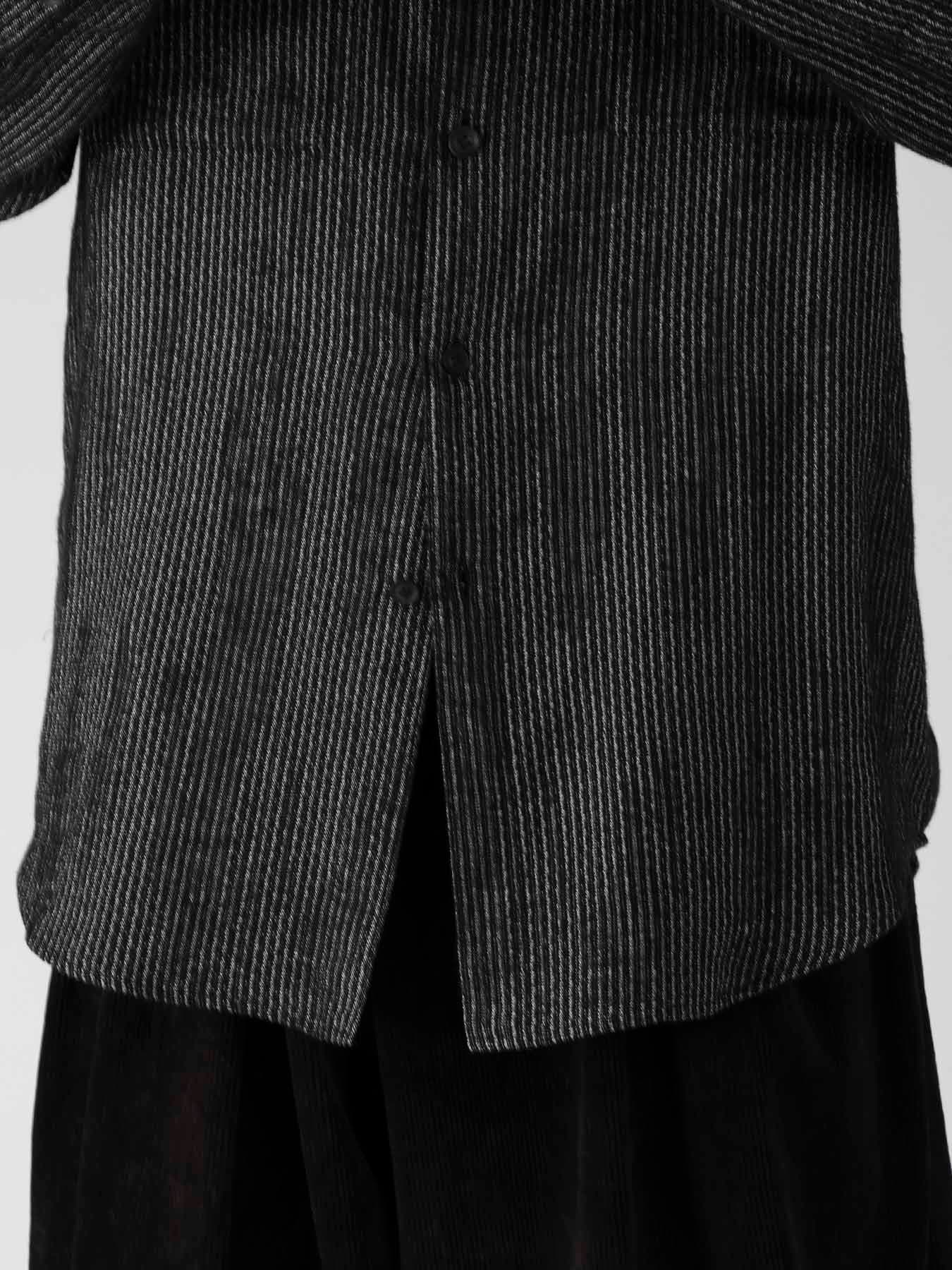 L R MELANGE ST STRIPE STAND COLLAR BLOUSE