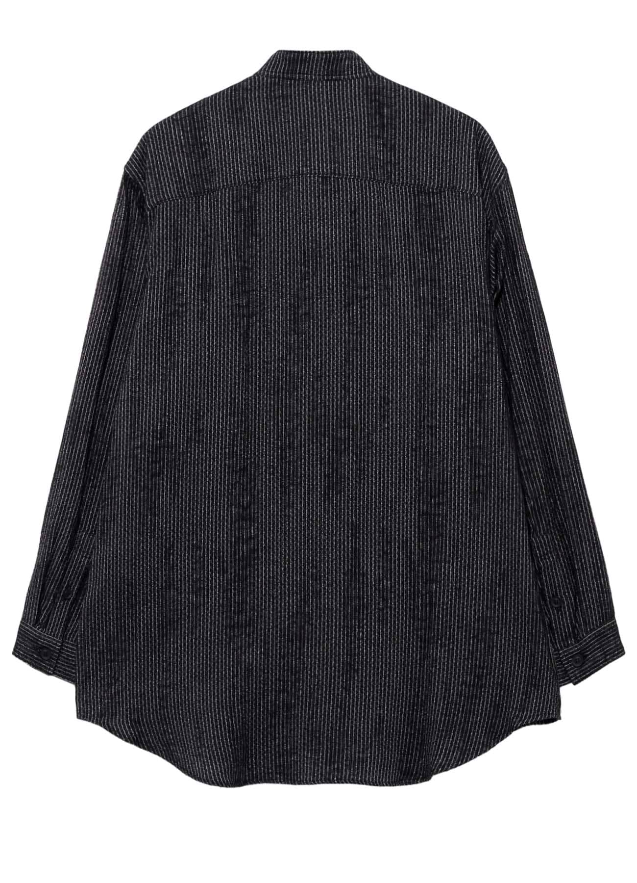 L R MELANGE ST STRIPE STAND COLLAR BLOUSE