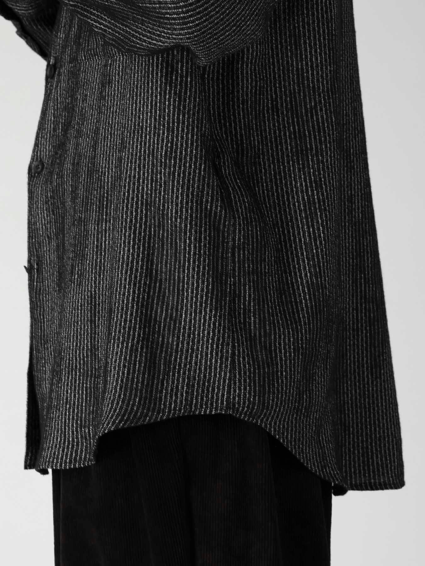 L R MELANGE ST STRIPE STAND COLLAR BLOUSE