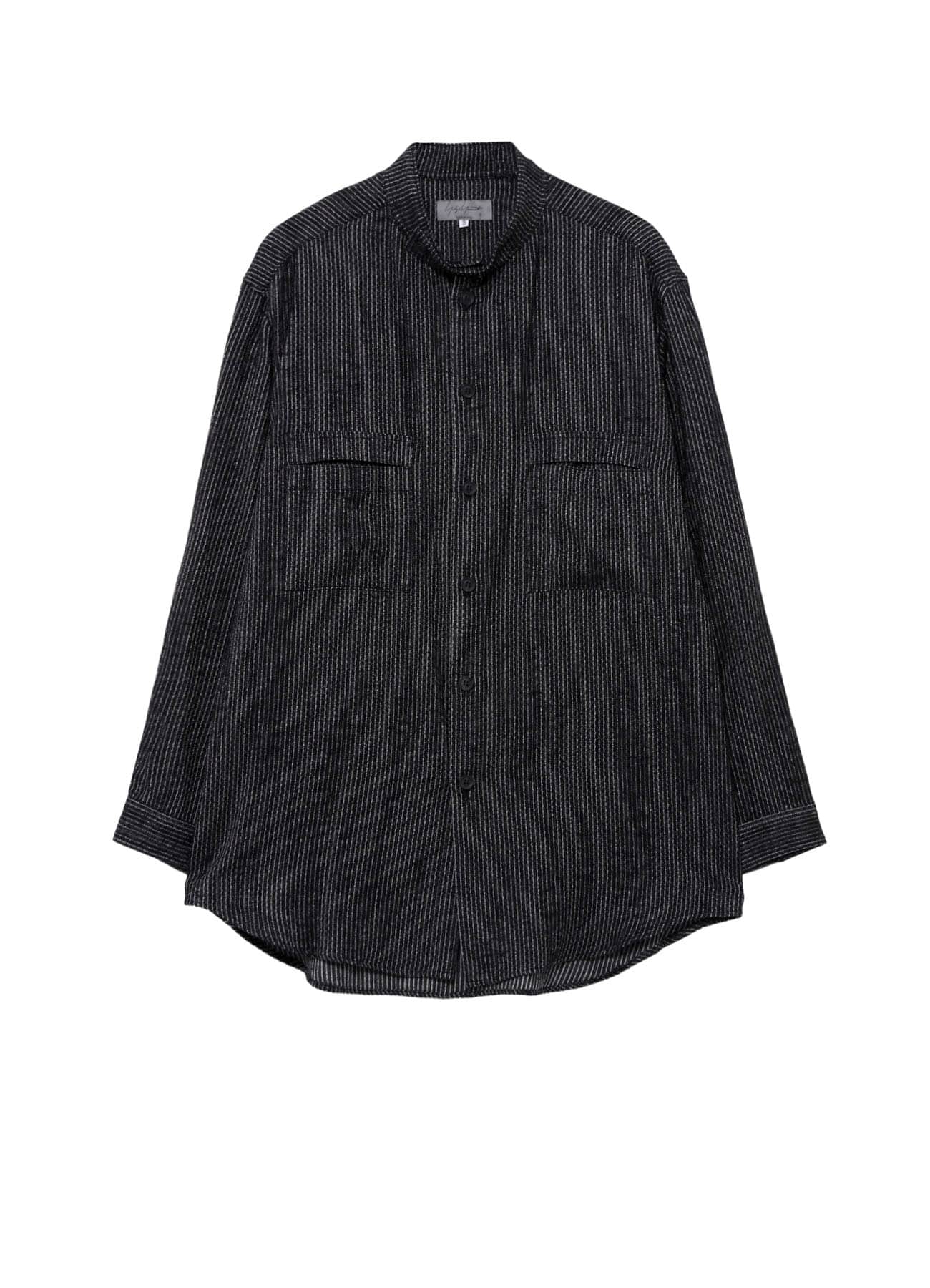 L R MELANGE ST STRIPE STAND COLLAR BLOUSE