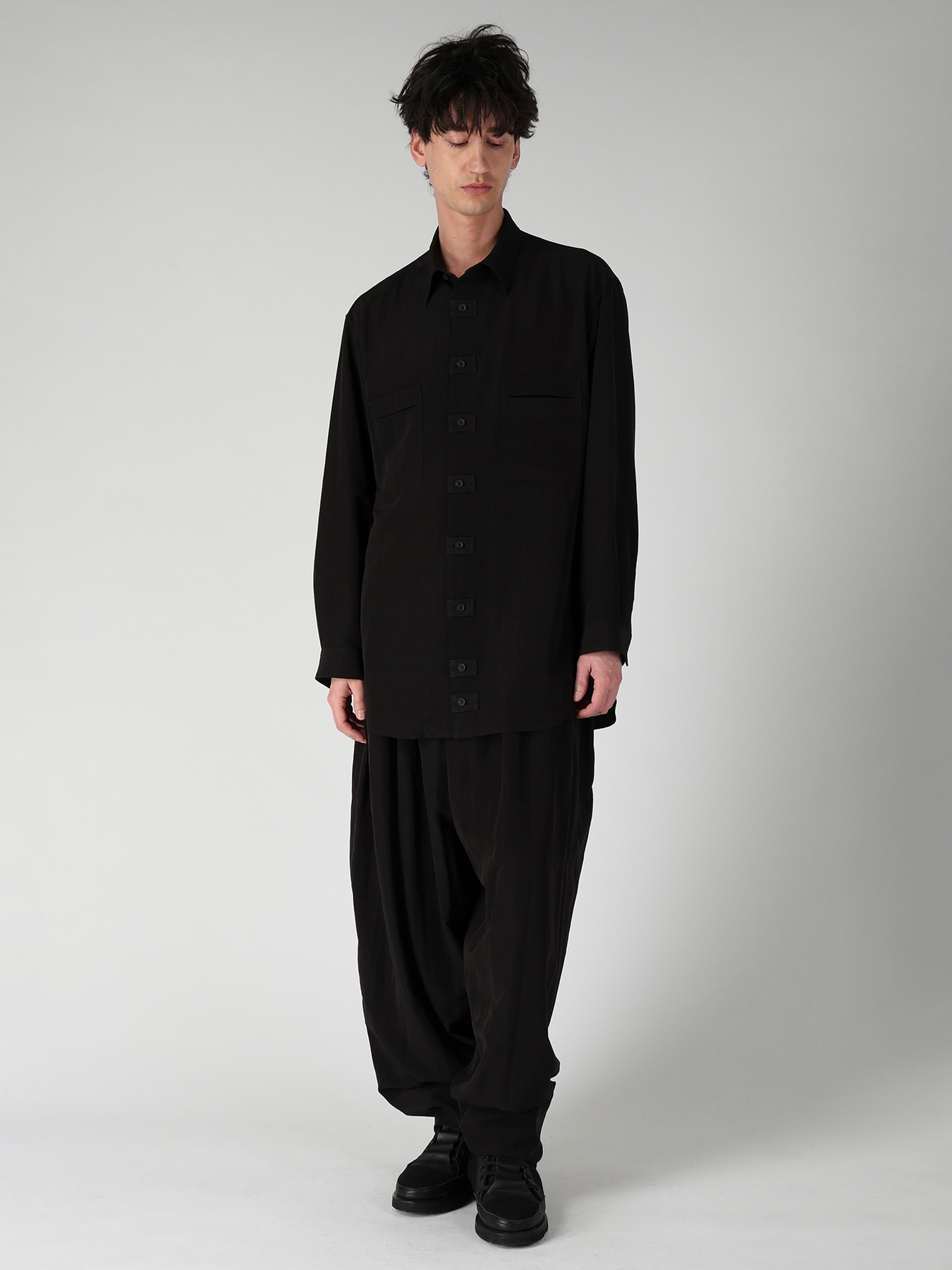 TA SLUB DE CHINE FRONT TAB SHIRT