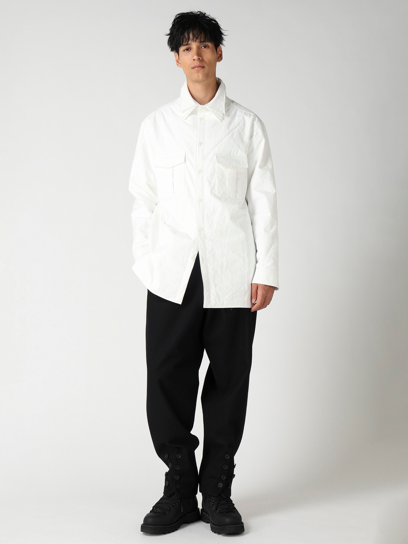 3LAYER PIECE DYED PADDED TRIPLE COLLAR BLOUSE(S Off White): Yohji