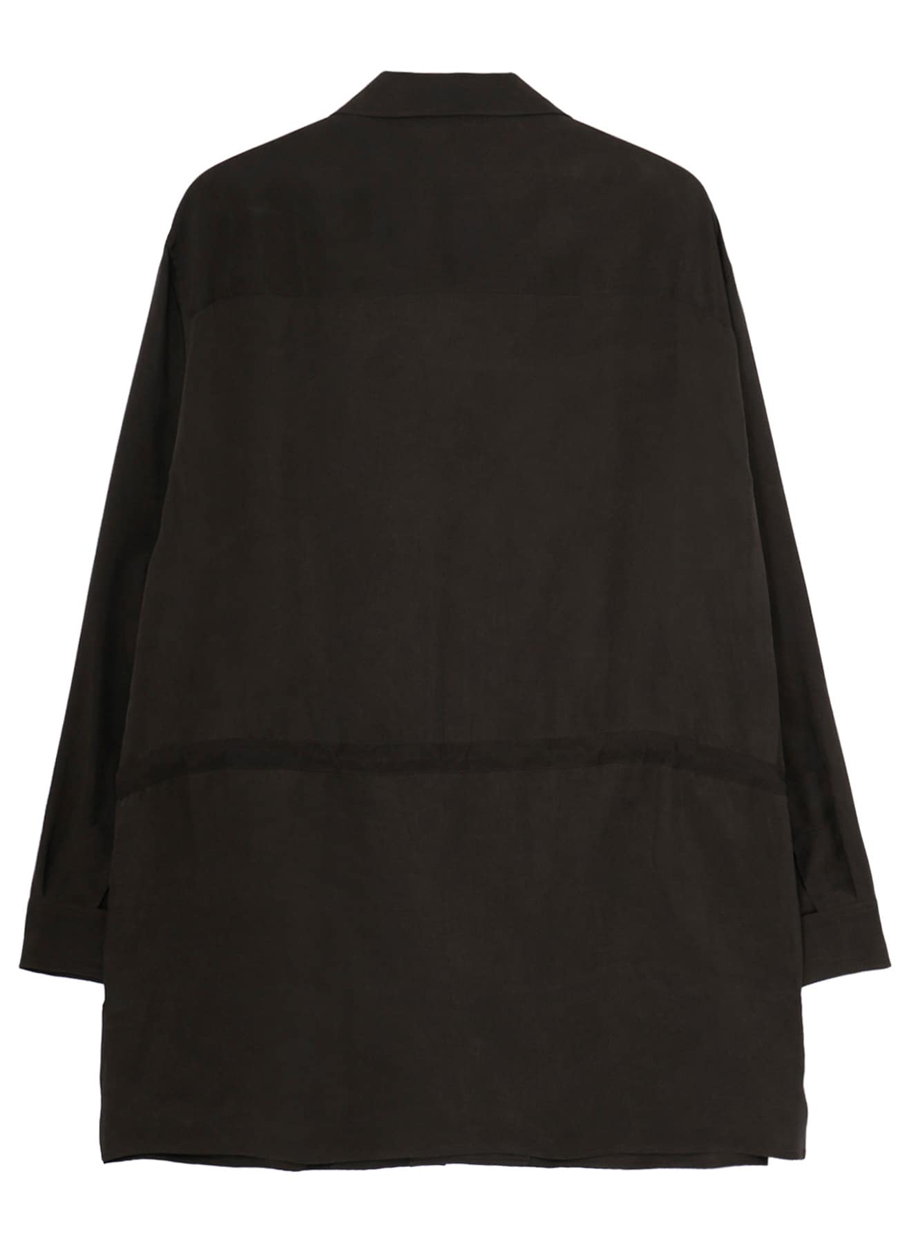 PIGMENT DYE TWILL OPEN COLLAR WAIST STRING BLOUSE
