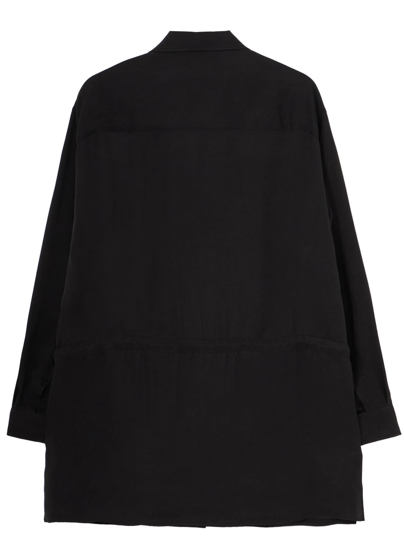 PIGMENT DYE TWILL OPEN COLLAR WAIST STRING BLOUSE