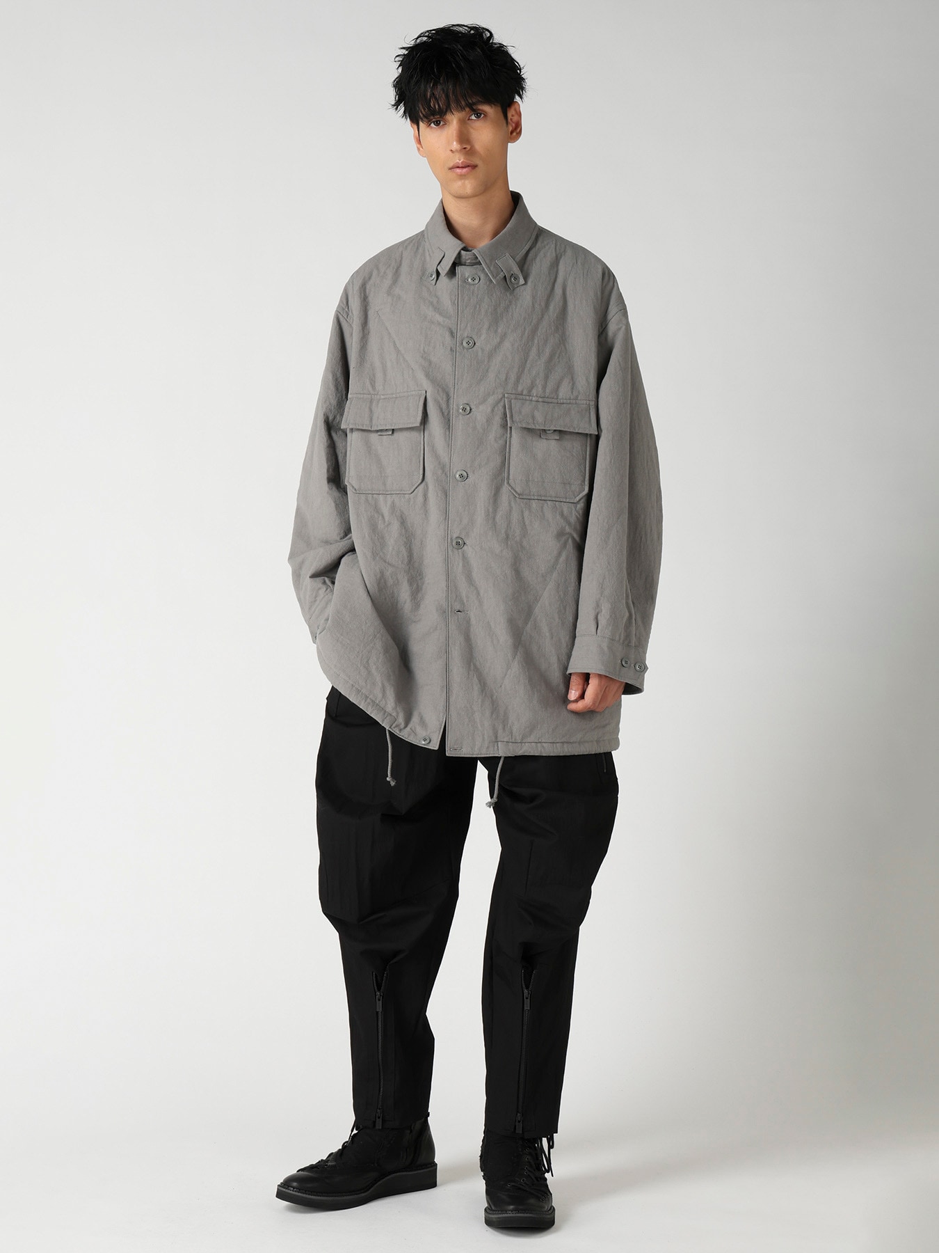 LI/C GREY CANVAS PADDED BLOUSE BLOUSON